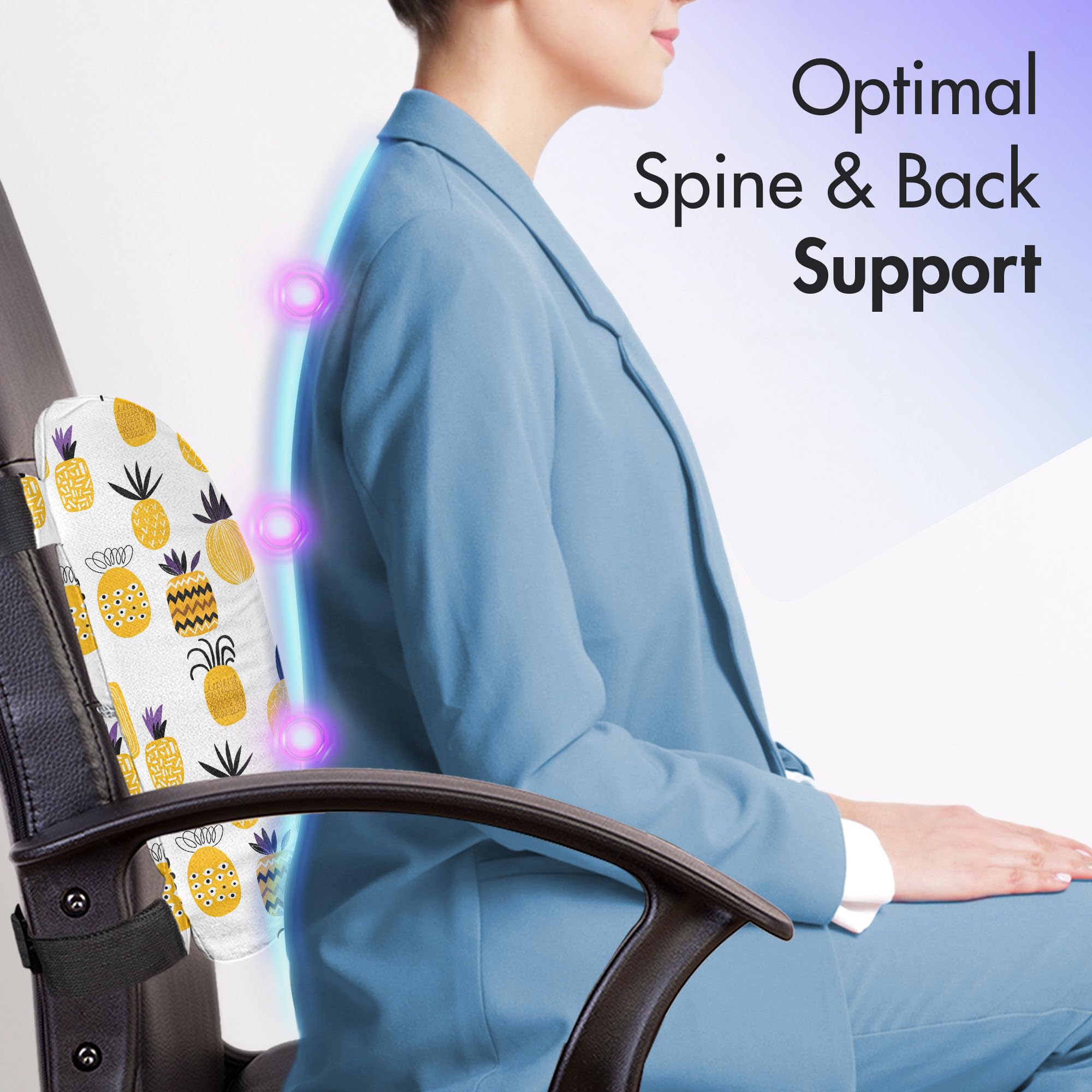 Ambesonne Yellow Lumbar Support Pillow - Abstract Pineapple Beach Fruit Design, High Density Foam for Office Chair & Car Seat (14