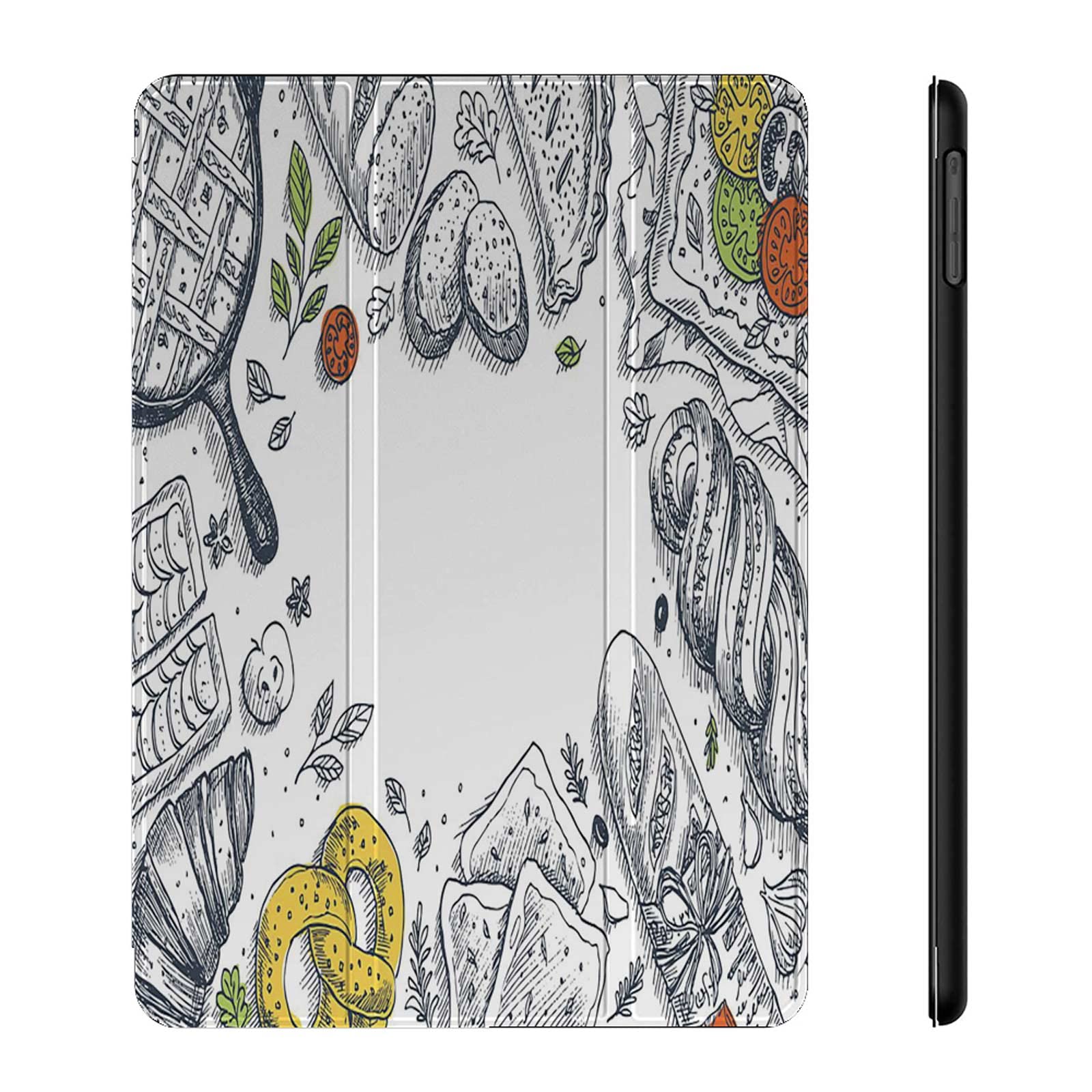 Bakery Themed iPad Air 5th Generation Case (2022) - Linear Graphic Bread & Pastry Collection with Bread House Design | Compatible with Apple Pencil 2nd Gen | Auto Wake/Sleep Feature | Perfect for Bakers, Pastry Chefs & Cafe Lovers