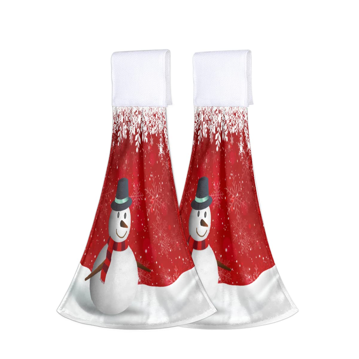 2 Pack Christmas Snowman Hanging Kitchen Towels 12x17 Inch - Soft Absorbent Dish Cloths, Hand Towels for Home, Hotel & Bar Decor - Perfect for Holiday Kitchen, Bathroom & Tea Party Decorations