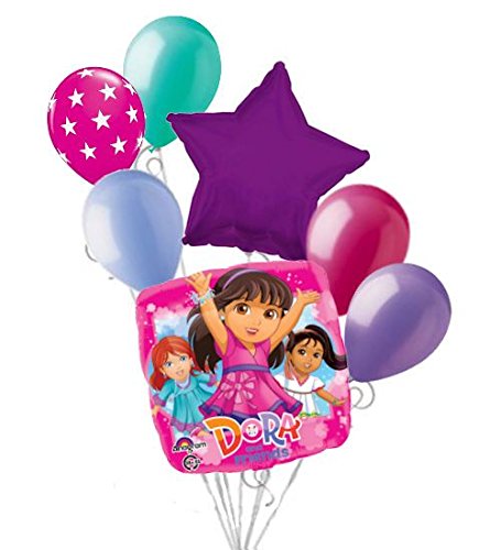 Dora and Friends Into The City Balloon Bouquet Set - 7 Piece Birthday Party Decorations for Kids | Nickelodeon Themed Balloons for Birthdays, Baby Showers & Celebrations