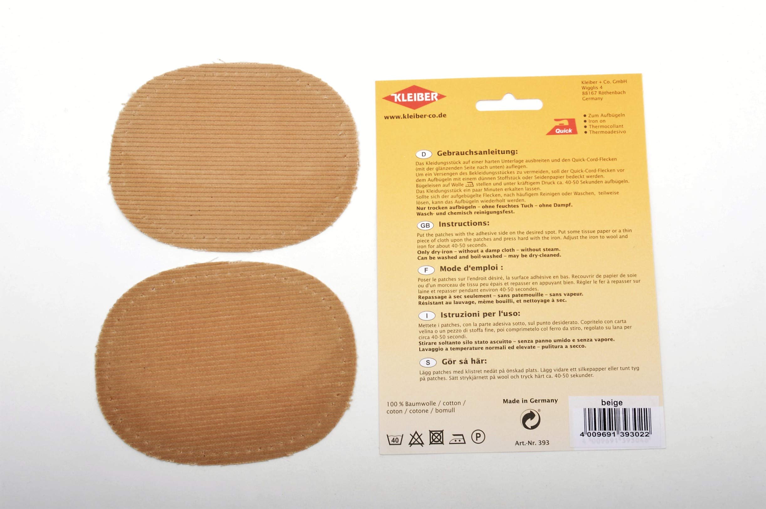 Small Iron On or Sew On Oval Cord Arm/Knee Patches - Beige | Durable Fabric Repair Patches for Jeans, Jackets & Workwear | Perfect for DIY Clothing Upgrades & Costume Design