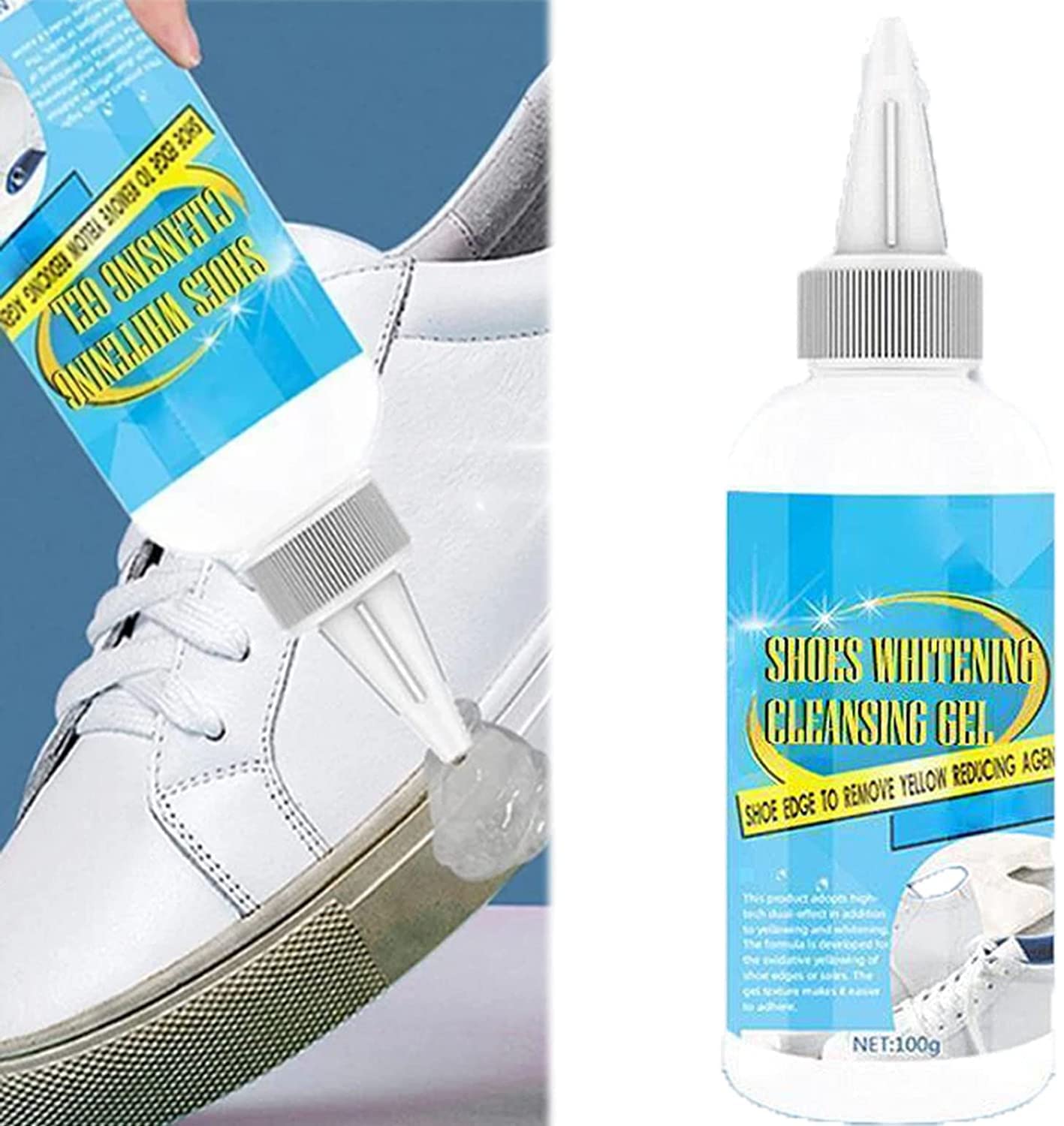 Best Shoe Whitening Cleansing Gel - Safe for Leather, Canvas & Sneakers | Gentle on Hands & Shoe Uppers | Brightens & Protects White Shoes | Perfect for Shell-Toe, Sports & Casual Shoes | Ideal for Daily Cleaning & Sneaker Care