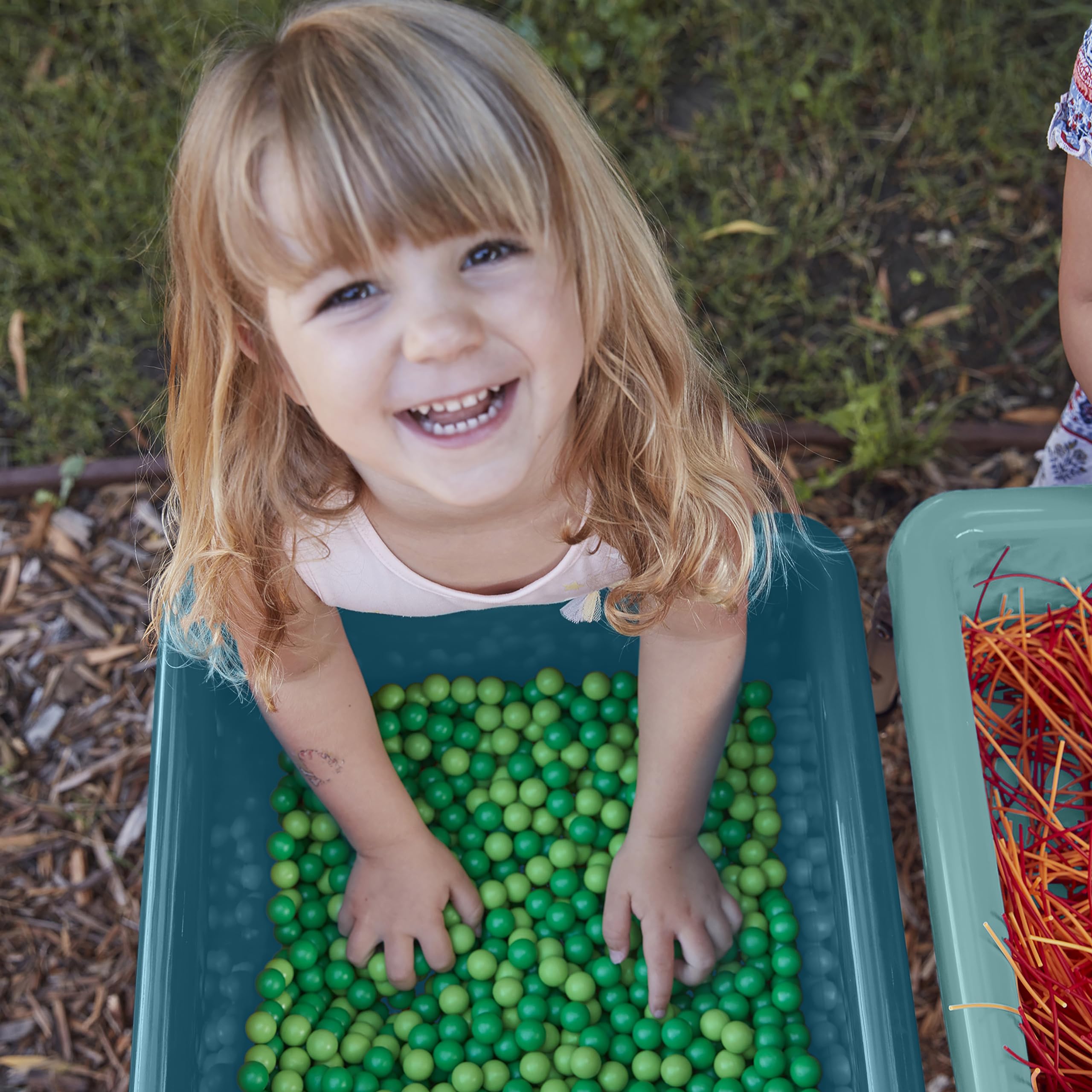 ECR4Kids Adjustable 4-Station Sand and Water Play Table with Sensory Bins - Seafoam & Turquoise - Perfect for Preschool, Daycare, and Outdoor Sensory Play Activities
