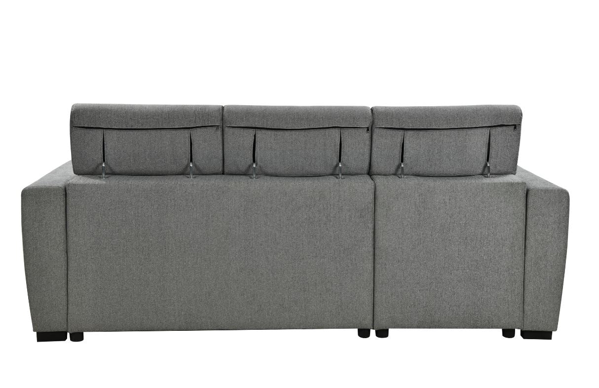 Reversible Sectional Sofa with Storage Chaise and Pull Out Ottoman - Modern L-Shaped Couch for Living Room, Family Room, or Home Theater - 99033