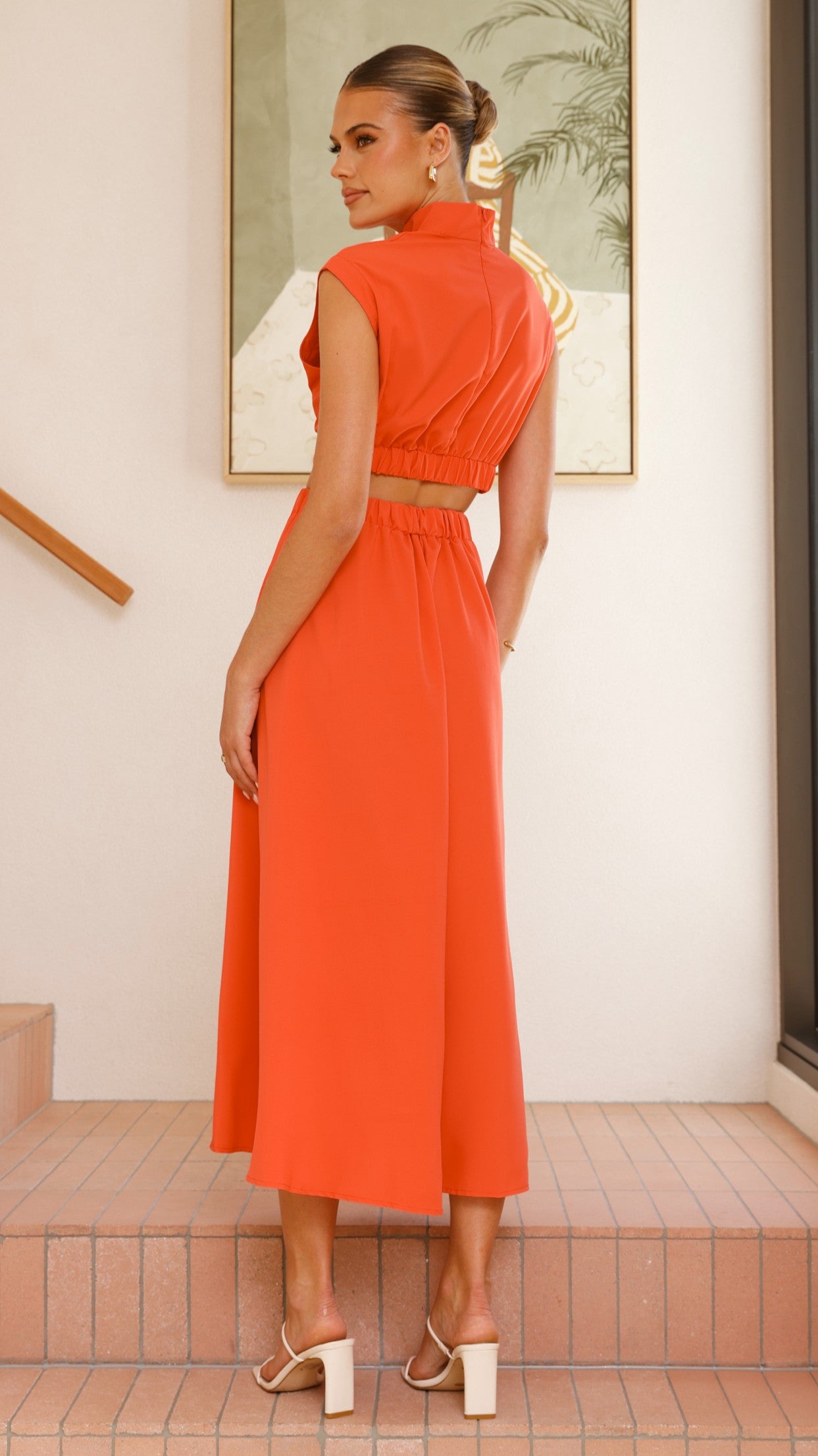 Maddison Midi Dress - Women's Elegant Scarlet Red Flowy Dress for Party, Wedding & Special Occasions