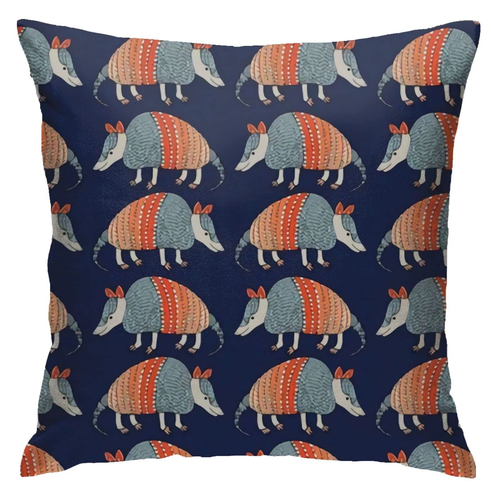 Armadillo Pattern Decorative Throw Pillow Covers 18x18 Inch - Soft Plush Cushion Cases for Sofa, Bed, Office & Car - Home & Outdoor Decor (Set of 2) | Perfect for Living Room Accents, Cozy Bedroom Styling & Vehicle Seat Protection