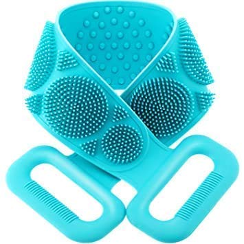 KXXO® Flexible Silicone Body Scrubber - Long Handle Bath Brush for Exfoliation & Deep Cleaning - Soft Shower Scrubber for Back, Legs & Hard-to-Reach Areas (Multicolor) - Perfect for Spa Days, Sensitive Skin & Daily Shower Routine