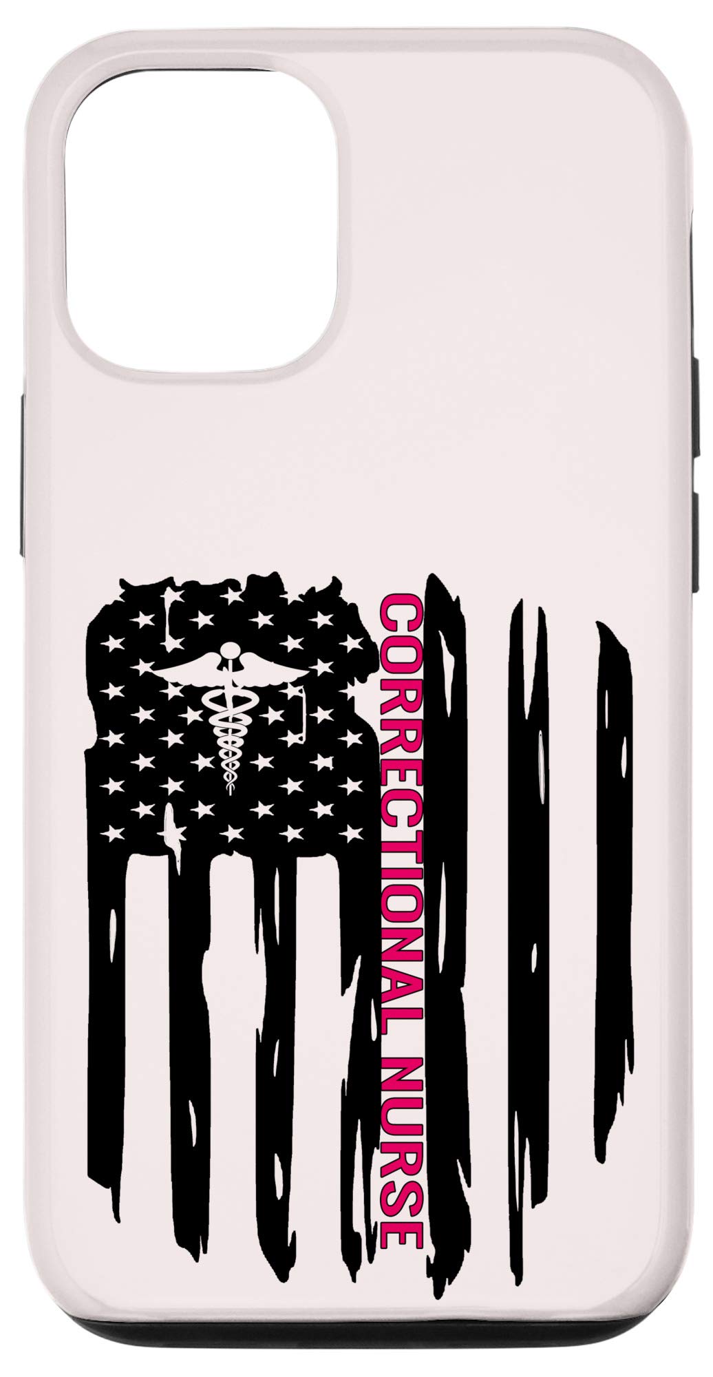 Vintage Distressed Black USA Flag iPhone 12/12 Pro Case - Patriotic Correctional Nurse RN LPN Phone Cover for Work & Daily Use
