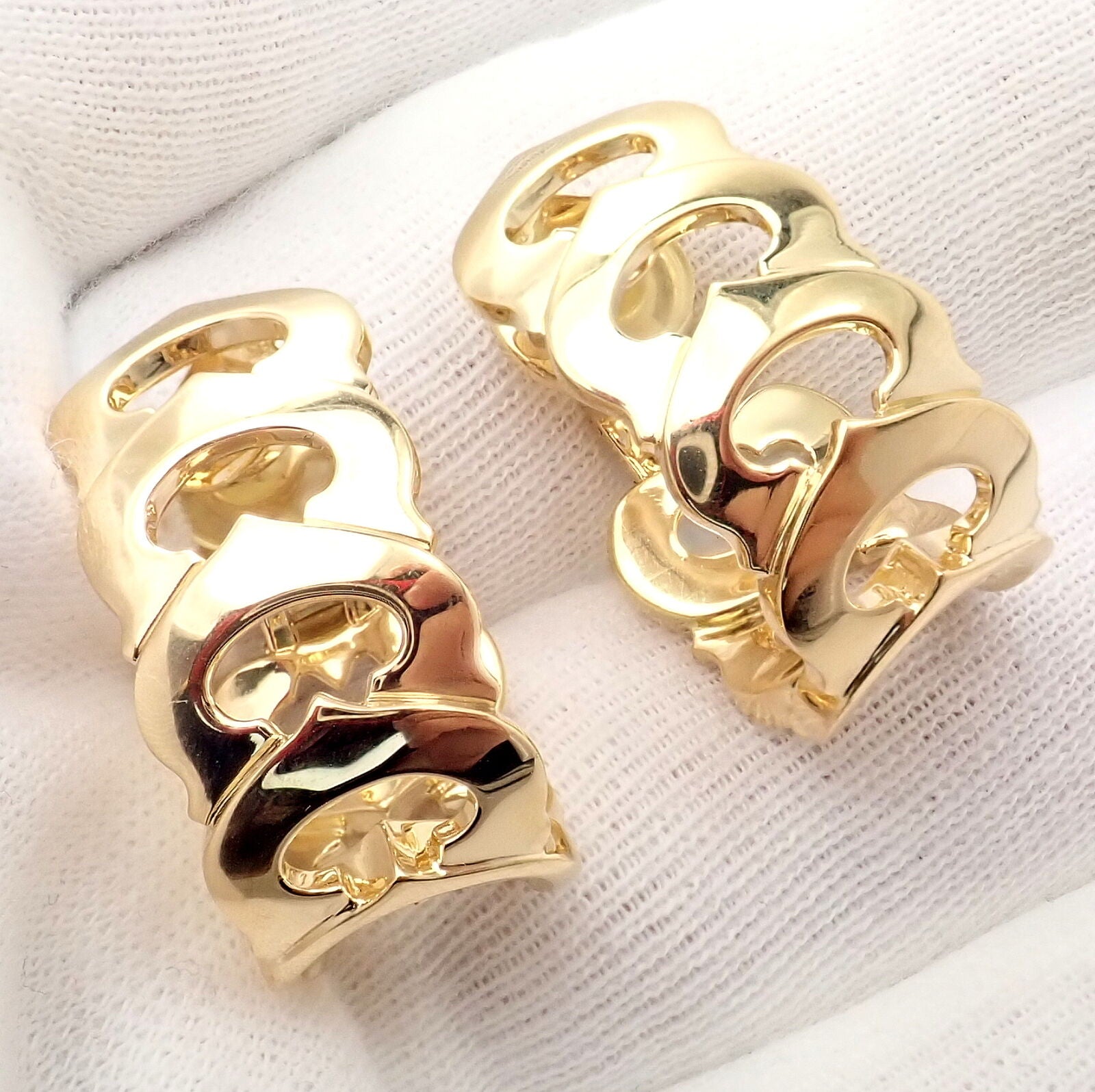 Authentic Cartier 18k Yellow Gold Signature C De Cartier Large Hoop Earrings - Luxury Jewelry for Women, Perfect for Weddings, Parties & Special Occasions