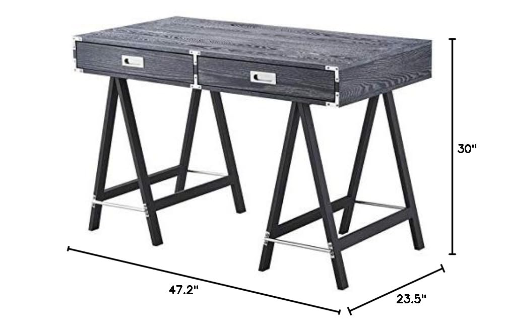 Alleyne 2-Drawer Black Rectangle Wood Writing Desk for Home Office & Study - Compact Computer Desk with Storage for Small Spaces