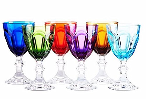 Mario Luca Giusti Dolce Vita Water Glass Set of 6 - Clear Transparent Drinking Glasses for Wine, Juice & Cocktails - Perfect for Dinner Parties, Weddings & Home Decor