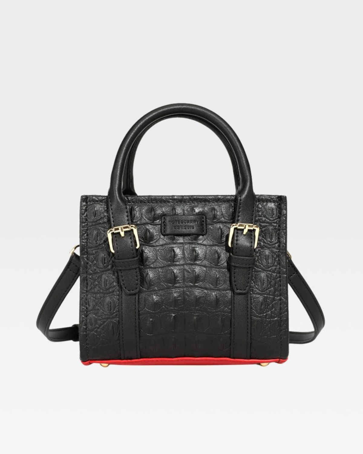 Apollo 2 Mini Tote Bag - Stylish Black Handbag with Red Bottom | Perfect for Work, Travel & Everyday Use | Women's Fashion Accessory
