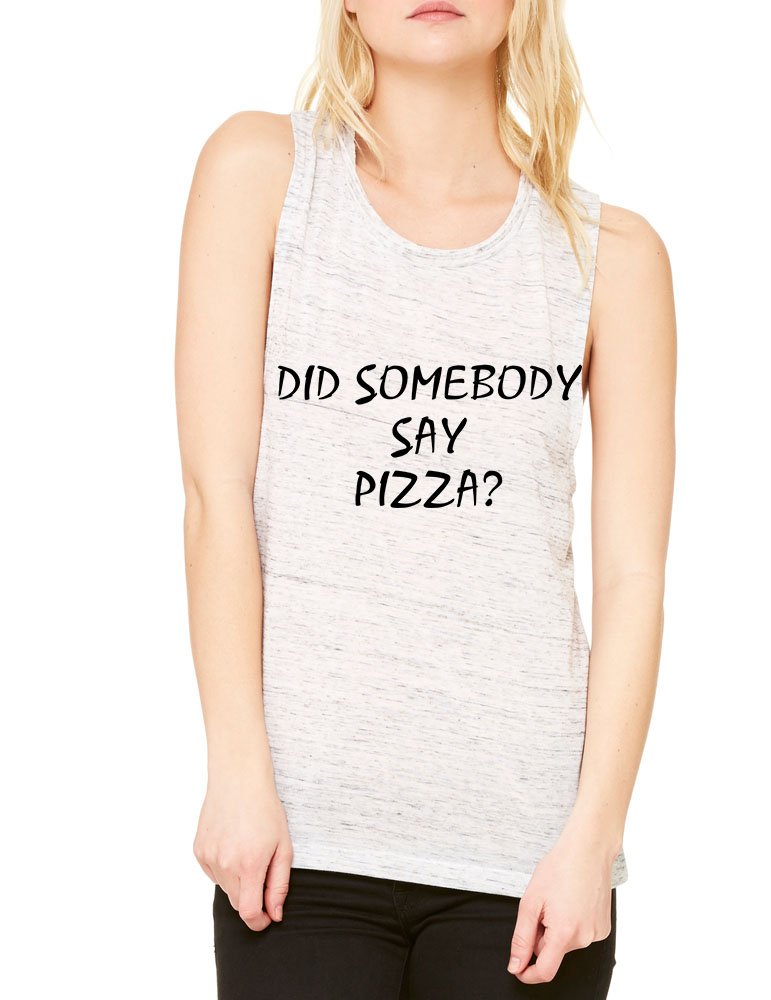 ALLNTRENDS Women's Flowy Muscle Tank Top - Trendy Pizza Print Casual Shirt for Gym, Yoga & Everyday Wear