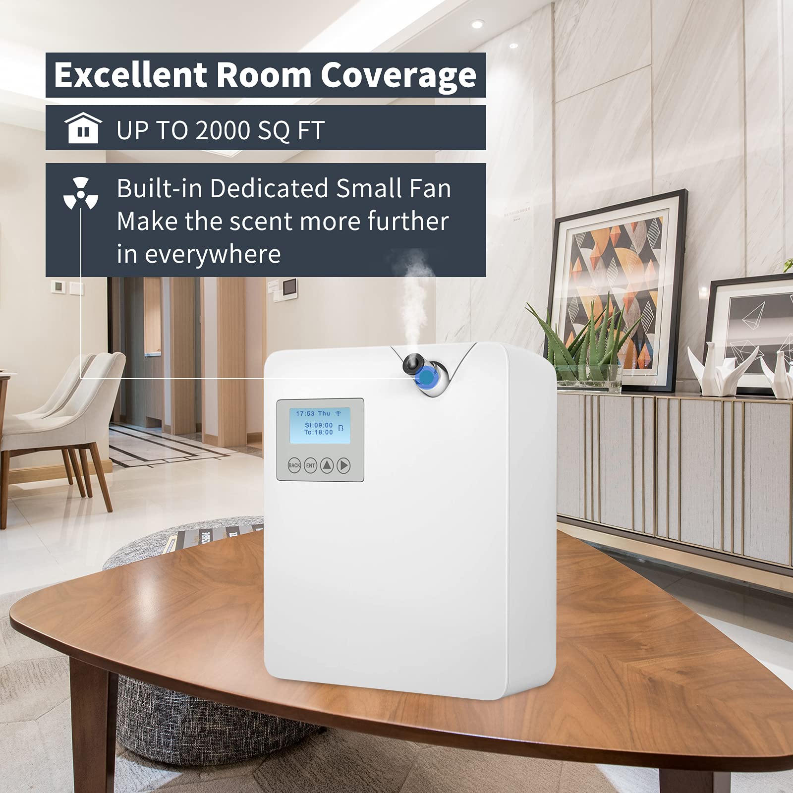 JCLOOD Smart Aroma Diffuser with Cold-Air Technology - 300ML Waterless Essential Oil Diffuser for Home, Office, Spa & Large Spaces | HVAC Scent Machine for Hotels, Relaxation & Aromatherapy