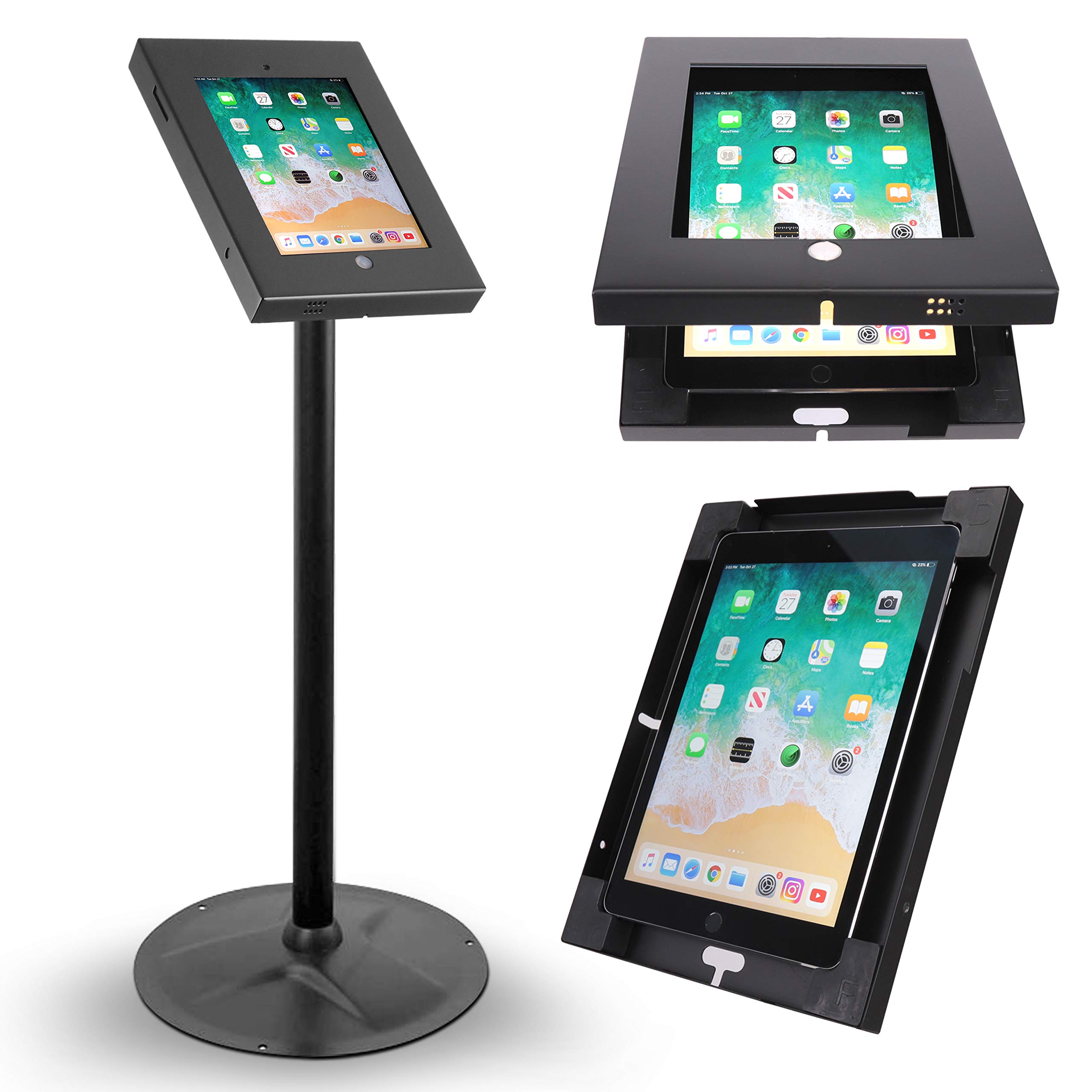 Pyle Anti-Theft Tablet Security Stand Kiosk - Heavy Duty Aluminum Floor Mount for iPad 2/3/4/Air - 37.8