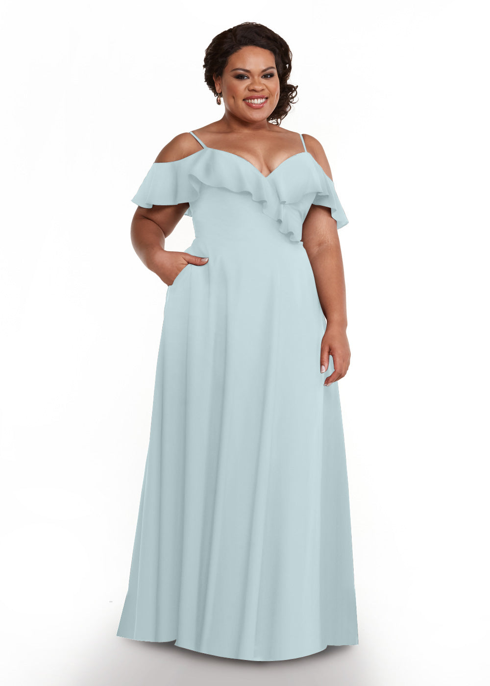 Elegant Off Shoulder Ruffled Chiffon Bridesmaid Dress - Perfect for Weddings, Prom, and Formal Events