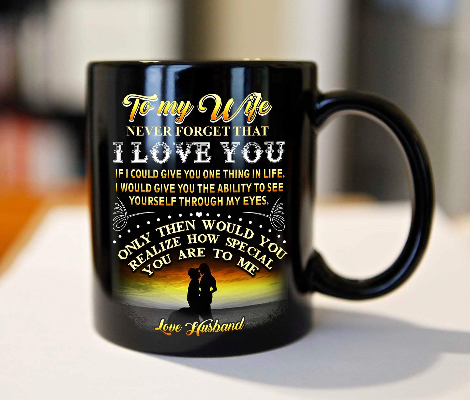 TERAVEX 11 oz Ceramic Coffee Mug - Romantic Gift for Wife with 