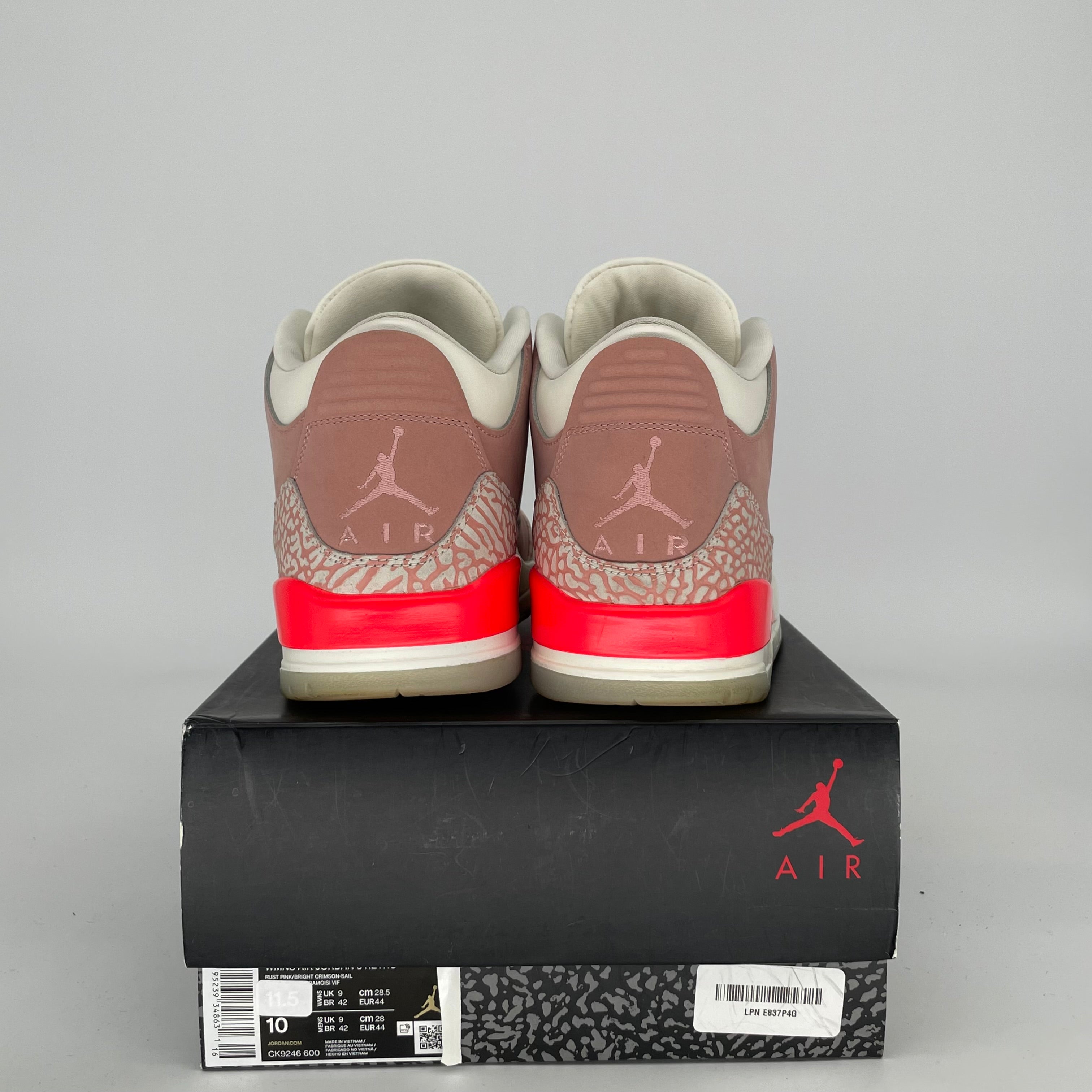 AIR JORDAN 3 Rust Pink Women's Basketball Shoes Size 10/11.5W - Style CK9246-600 | Retro Sneakers for Running, Gym Workouts & Streetwear Fashion