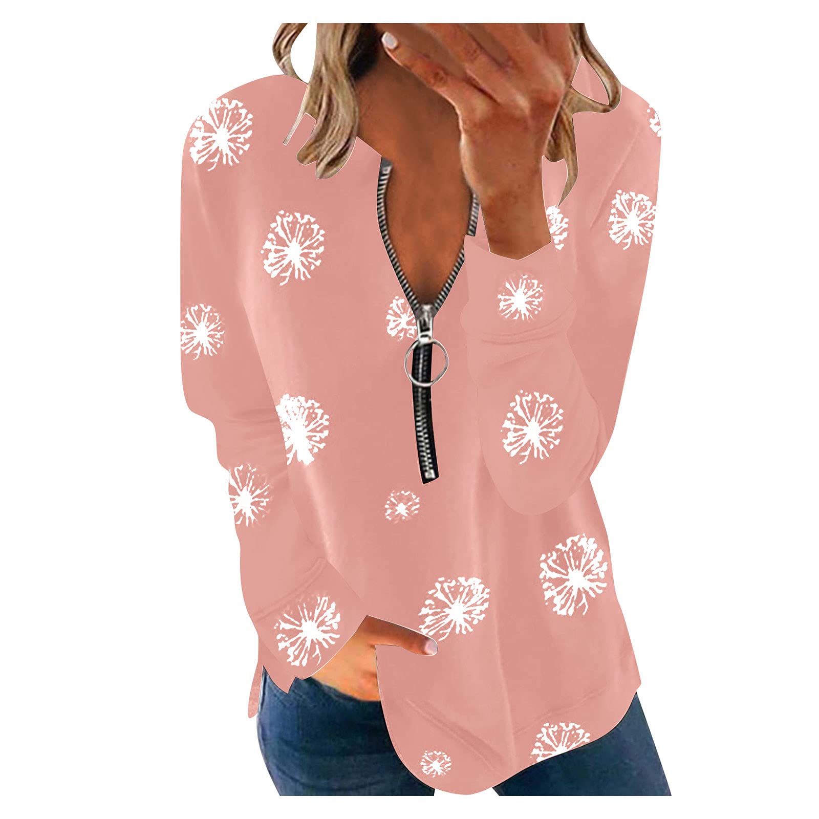 Women's White Long Sleeve Shirts - Casual Color Block Raglan Tee with Deep V Neck Cute Blouse for Work, Date Night & Everyday Wear