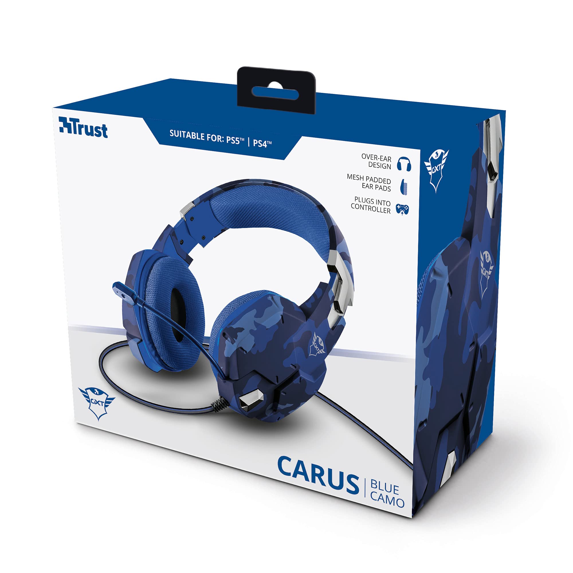Trust GXT 322D Wired Gaming Headset with Flexible Microphone for PS4 & PS5 - Blue Medium - Noise Cancelling Over-Ear Headphones for PC, Xbox, Playstation Gaming & Online Classes