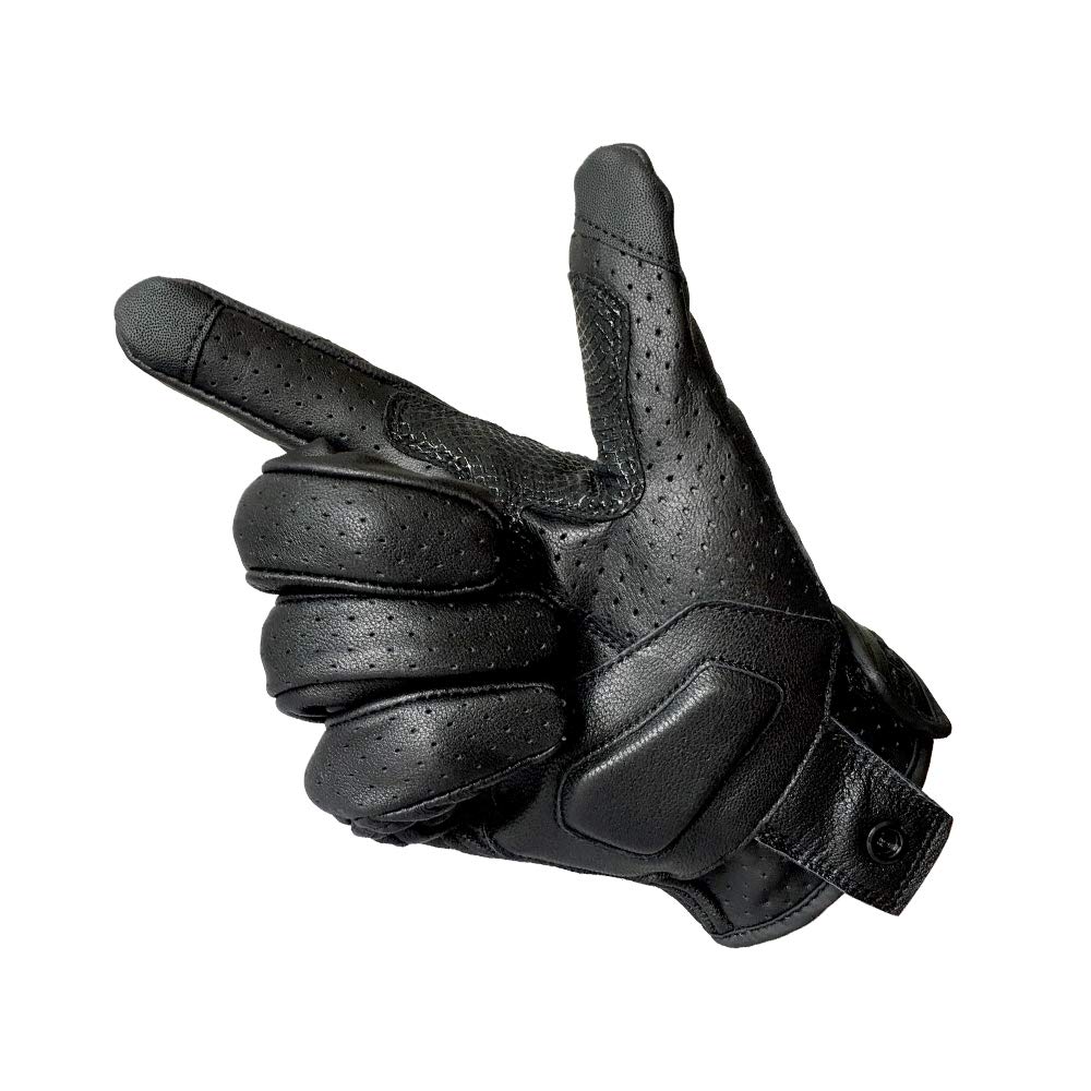 Breathable Leather Motorcycle Gloves for Men - Knuckle Armored, Perforated Design (Size XL) - Ideal for Riding, Racing & Long-Distance Motorcycle Trips