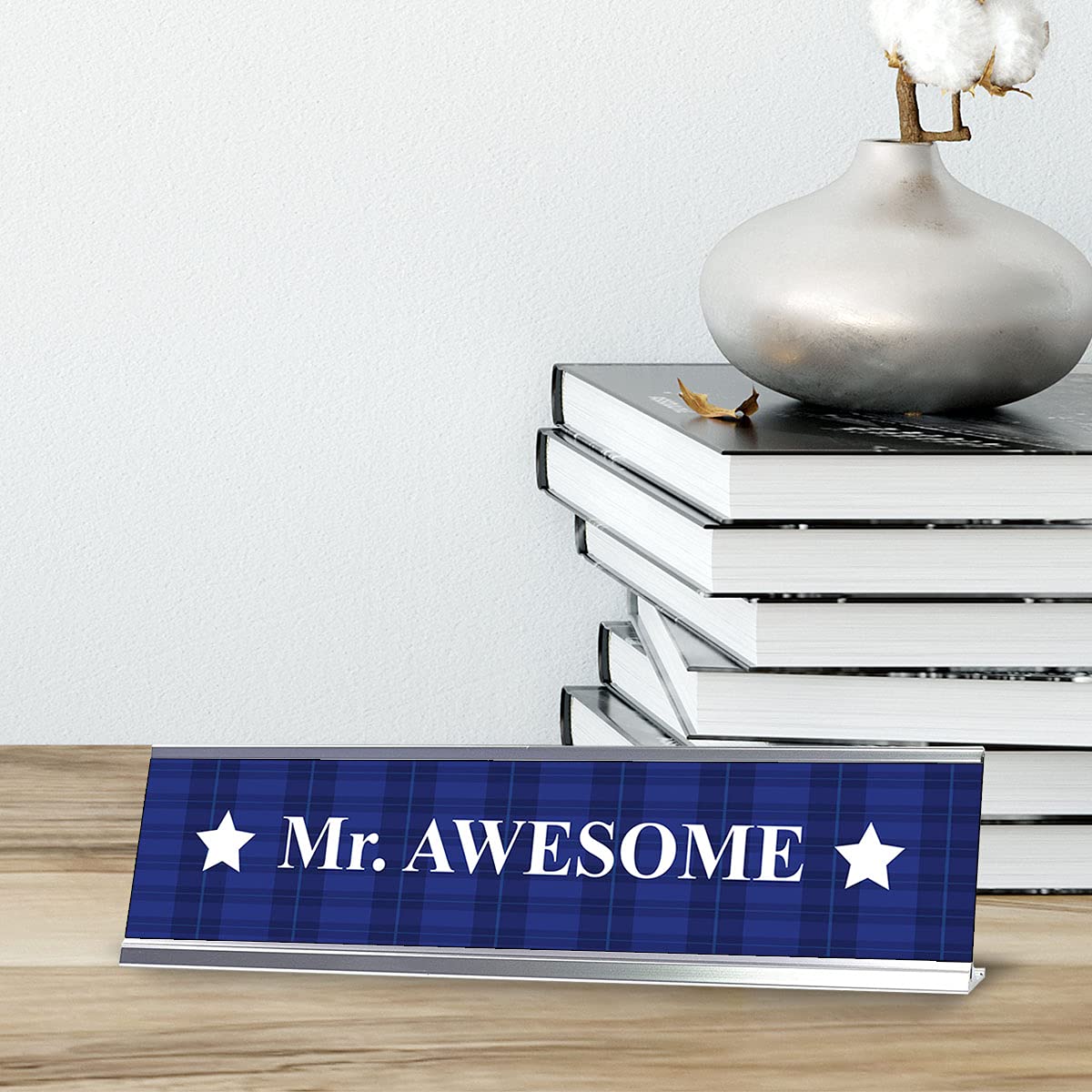 Mr. Awesome Designer Series Desk Sign - 2 x 8 Inch Office Nameplate for Professional Workspace | Perfect for Corporate Gifts, Reception Desks & Home Office Decor