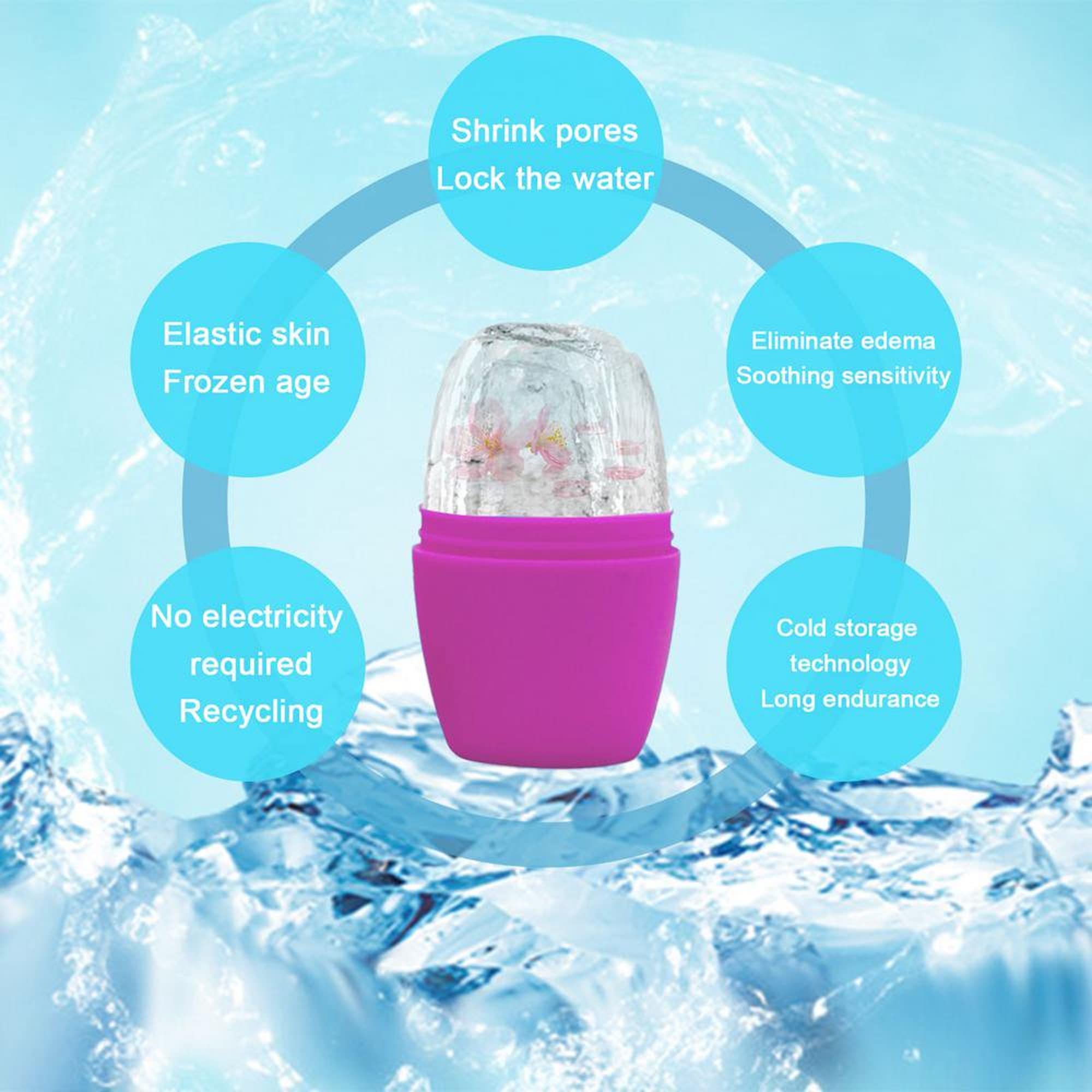 AUGEN Ice Roller for Face - Cooling Face Massager to Enhance Skin Glow, Shrink Pores & Tighten Skin | Reusable Facial Ice Treatment for Puffiness & Dark Circles | Perfect for Morning Routine & Post-Workout Recovery (Pink)