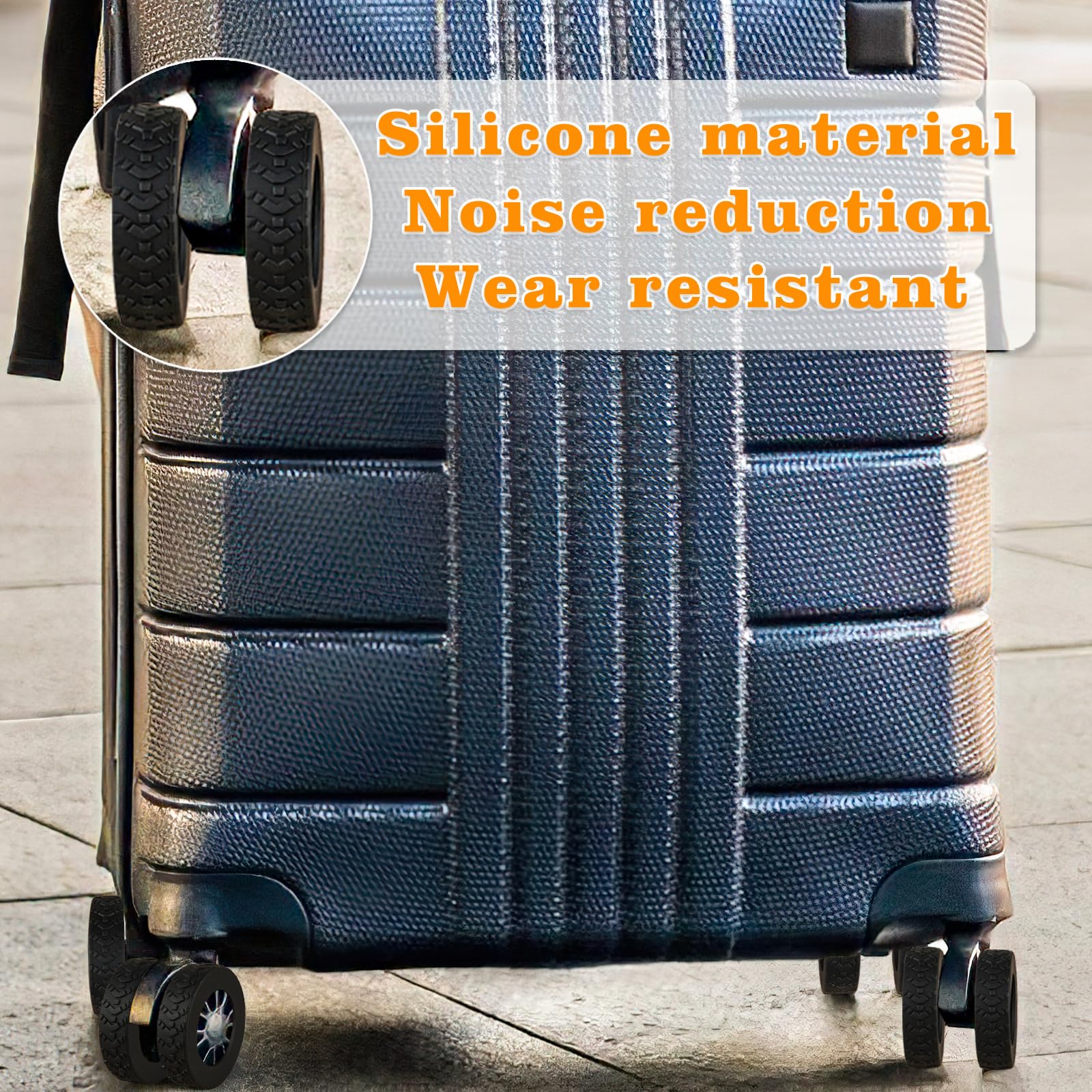 8 Pcs Silicone Luggage Wheel Covers - Durable Suitcase Wheel Protectors for Replacement (Black) | Travel Accessories for Smooth Rolling & Damage Prevention