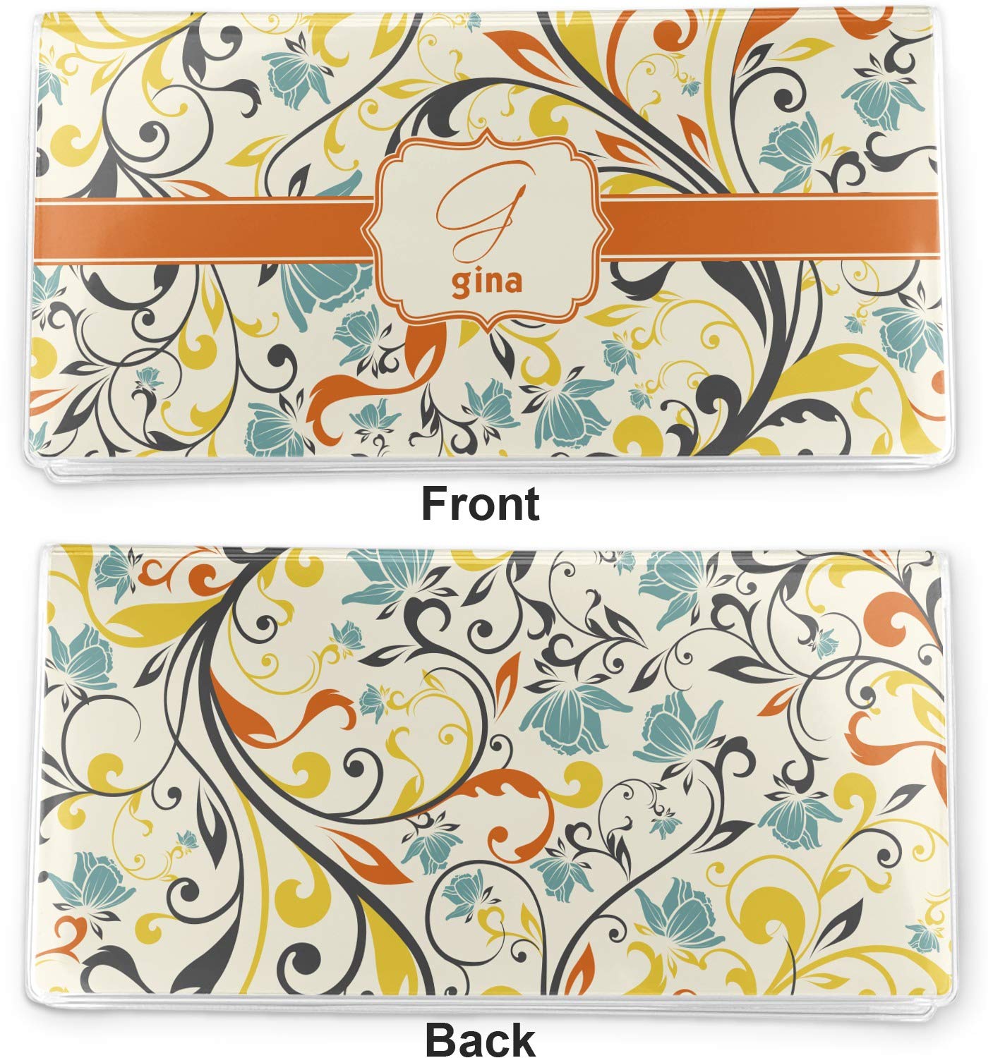 Custom Floral Vinyl Checkbook Cover - Personalized Checkbook Holder with Swirl Design - Perfect for Organizing Checks & Gift Giving
