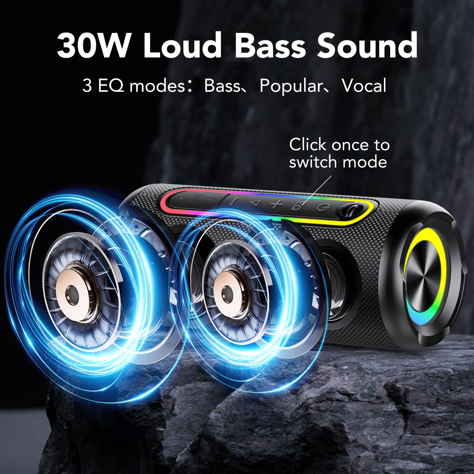 Taopodo Portable Bluetooth Speaker 5.4 - 30W Wireless Speaker with Powerful Bass, 360° Surround Sound, 30H Playtime, TWS Pairing & IP7 Waterproof - Perfect for Outdoor Adventures, Pool Parties & Home Entertainment