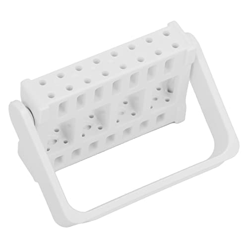 16 Holes Nail Art Drill Bit Set - Professional Manicure Grinding Head Holder & Organizer Rack for Salon & Home Use (White) - Perfect for Nail Technicians & DIY Enthusiasts