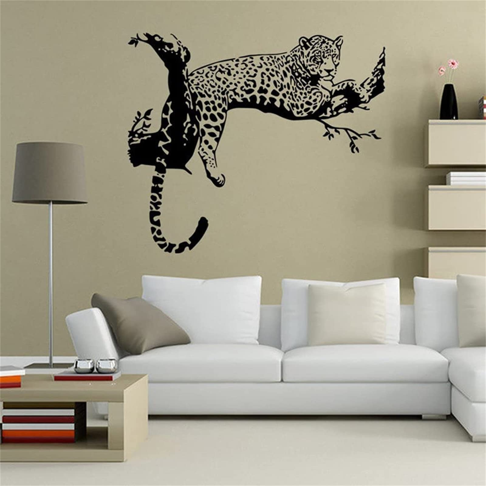 Black African Leopard Wall Decal - 27x32 Inch Removable Leopard Mural Sticker - Wild Animal Wall Art for Living Room & Bedroom Decor - Perfect for Jungle Theme Nursery, Kids Room or Office Space
