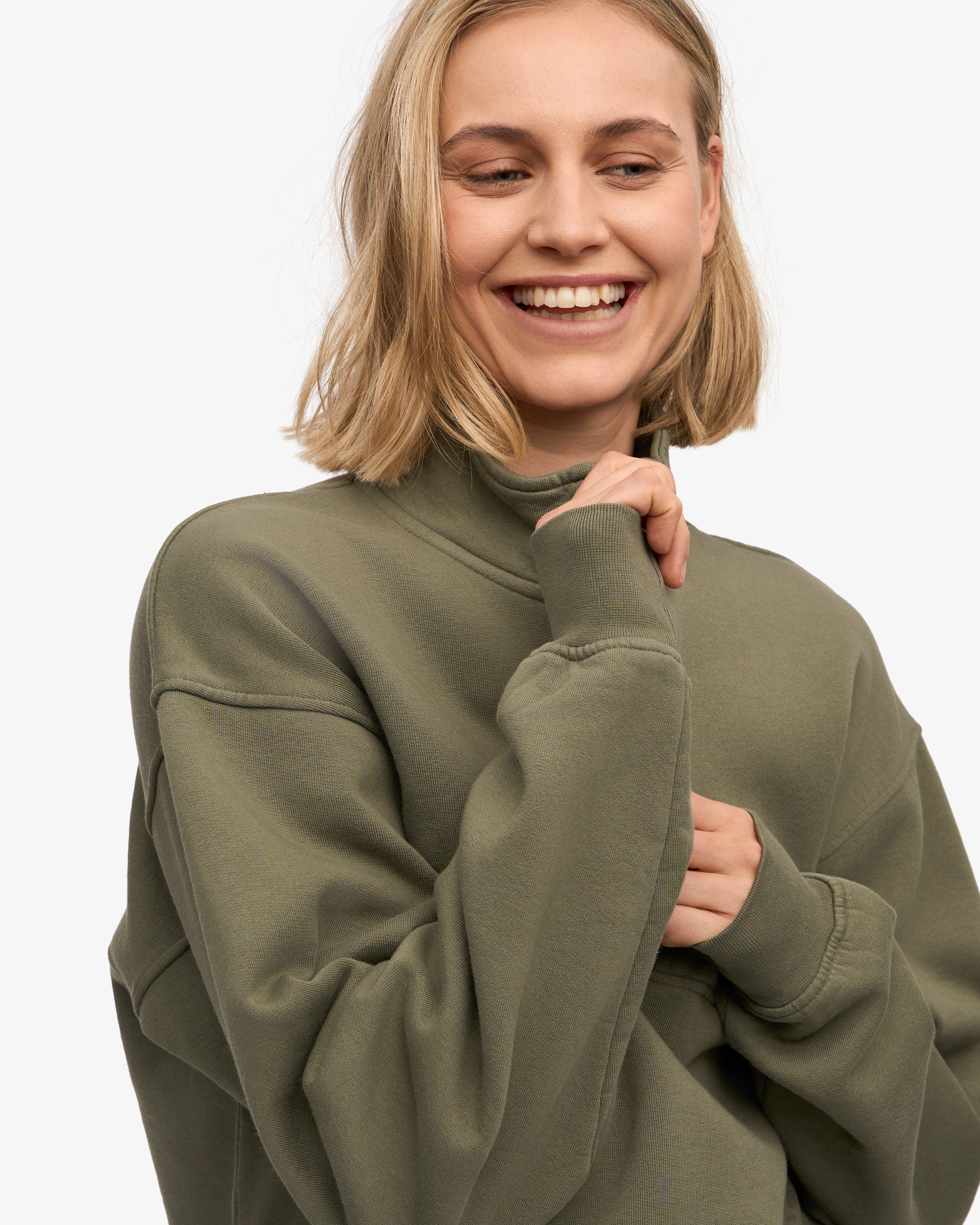 Organic Quarter Zip Sweatshirt for Men - Soft & Comfortable Dusty Olive Pullover - Perfect for Casual Wear, Outdoor Activities & Layering