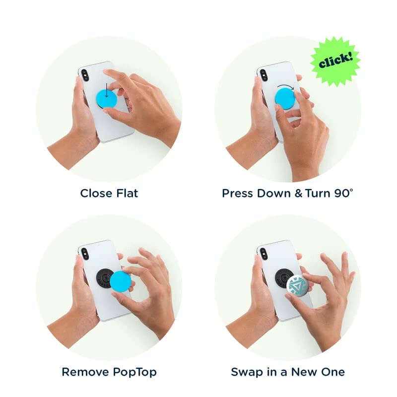 PopSockets 手机支架 - 可扩展支架与可更换激光切割金属地形波顶盖，适用于办公、旅行和日常使用