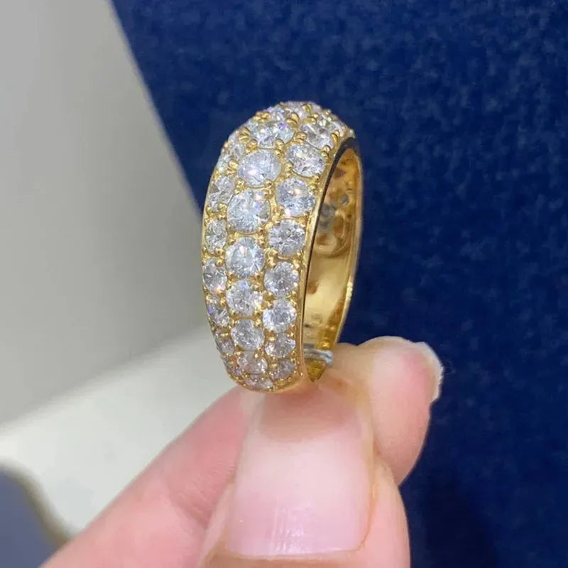 18K Solid Yellow Gold 3.0ct Real Diamond Ring for Women | Luxury Au750 Fashion Jewelry | Perfect for Gifts, Banquets & Special Occasions