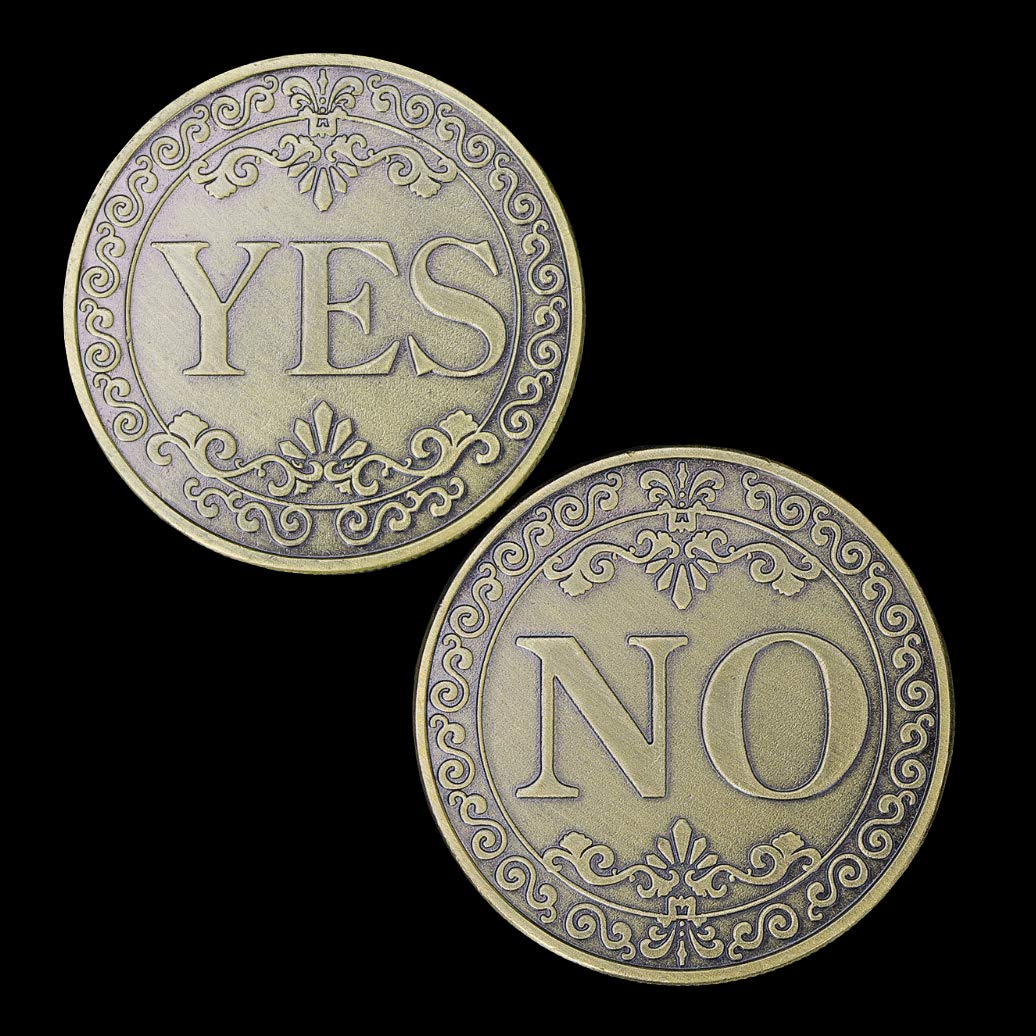 Yes No Decision Maker Challenge Coin - Bronze Flipping Coin for Fun Choices, Games, and Decision Making