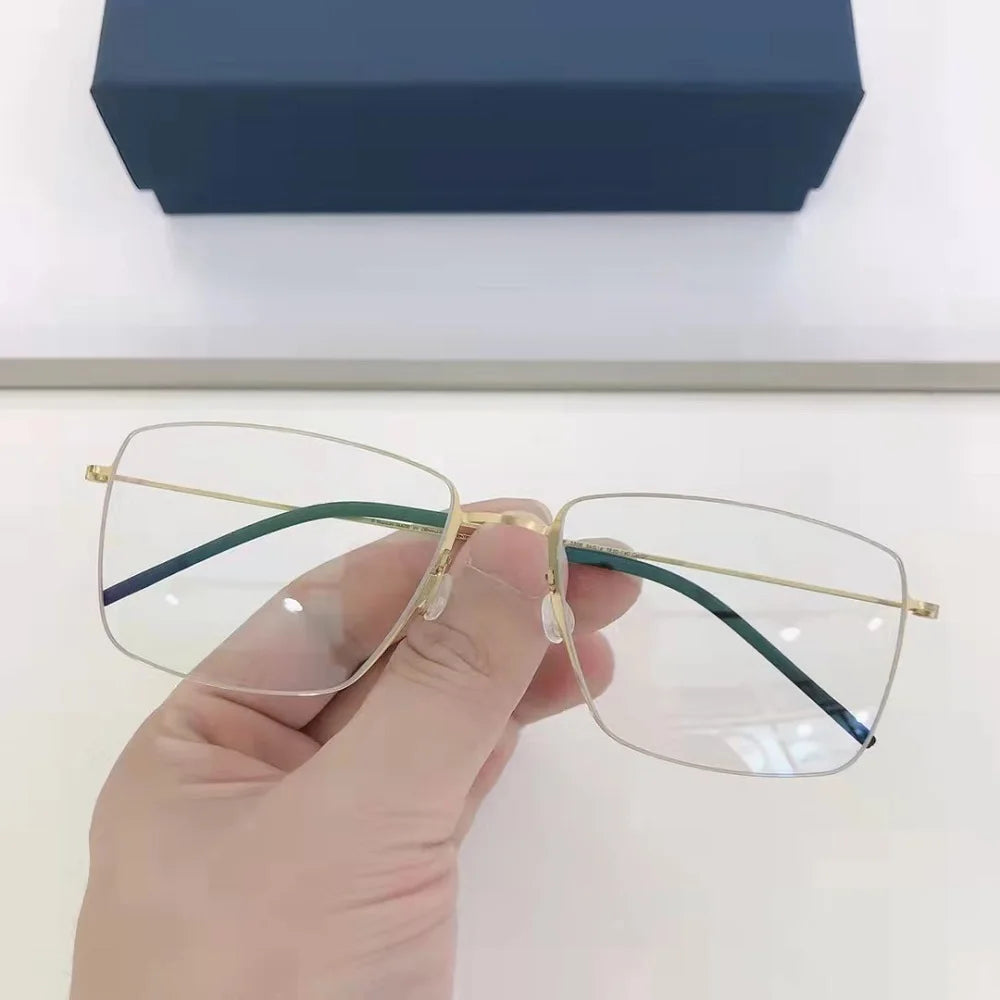 Aimee Unisex Rimless Square Screwless Titanium Eyeglasses 85508 - Lightweight Durable Frame for Reading, Computer Work & Everyday Wear