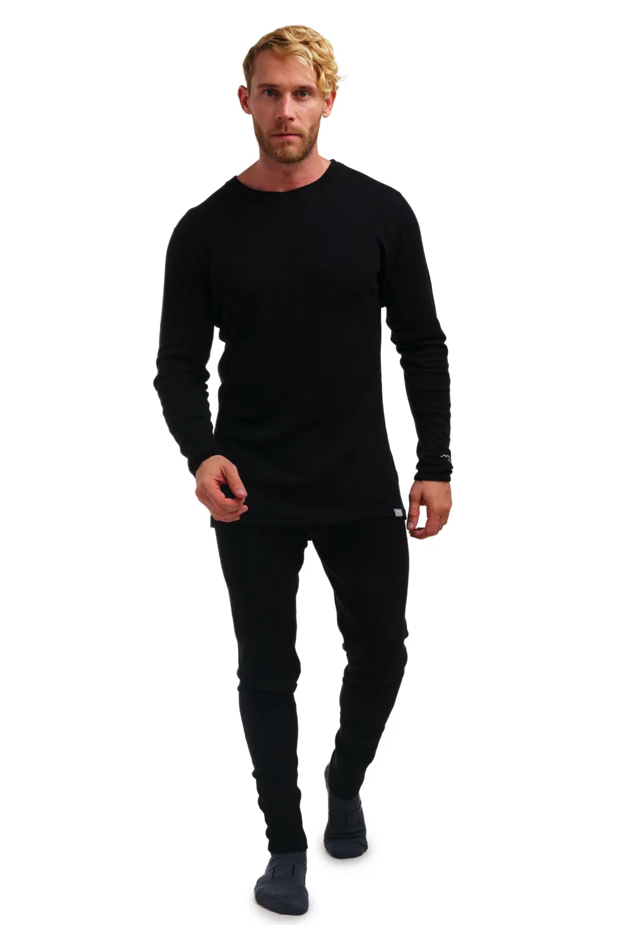 Premium Men's Merino Wool Thermal Underwear Set - 250g Black Base Layer for Cold Weather Hiking, Skiing & Winter Sports