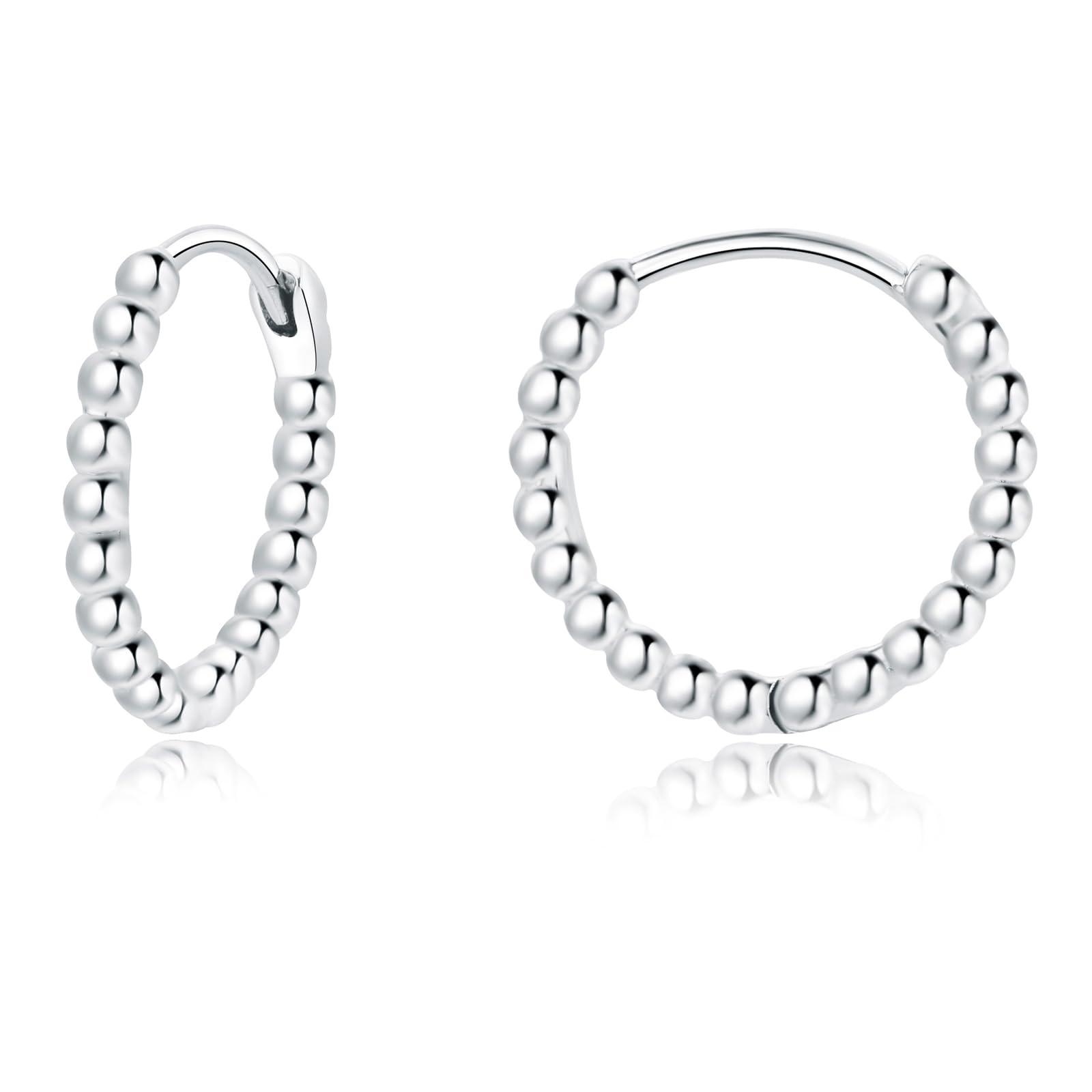 Bewenda 925 Sterling Silver Small Huggie Hoop Earrings for Women - Hypoallergenic Hinged Hoops with Cubic Zirconia, 12mm Tiny Cartilage Sleeper Earrings - Perfect Gift for Girls & Ladies (Ideal for Everyday Wear, Parties & Special Occasions)