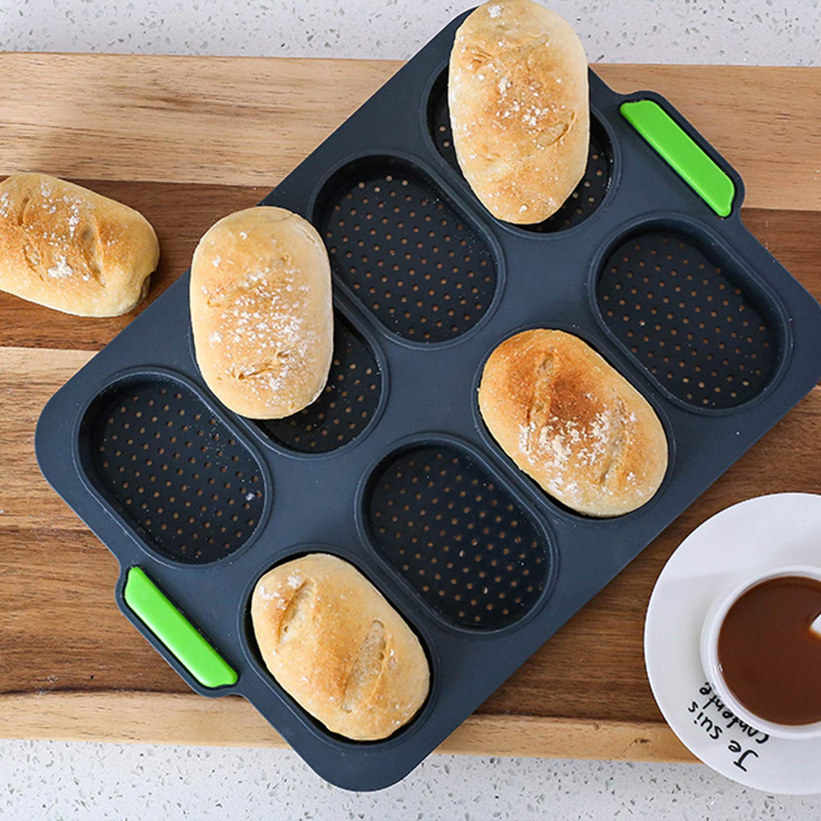 Non-Stick Silicone Mini Baguette Baking Tray - French Bread Baking Mold for 8 Loaves, Perfect for Home Baking, Bread Making & DIY Kitchen Gifts | Ideal for French Bread, Baguettes & Artisan Loaves