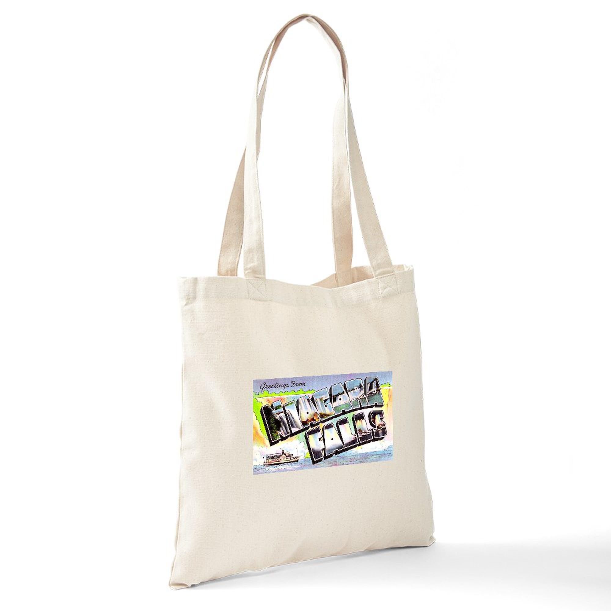 Niagara Falls Greetings Tote Bag - Natural Canvas Reusable Shopping Bag for Groceries, Beach & Travel | Eco-Friendly Gift Idea