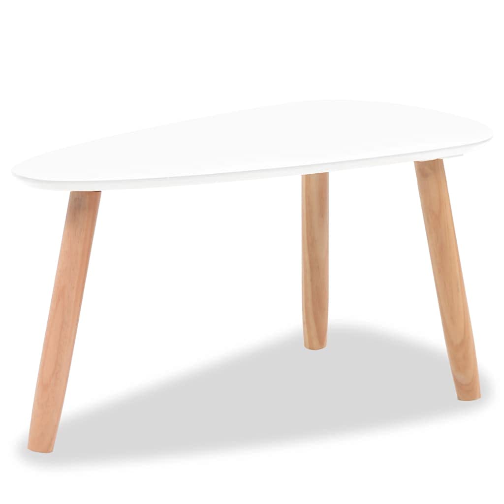 CHARMMA 2-Piece Solid Pinewood Coffee Table Set in White - Perfect for Living Room, Lounge & Home Decor