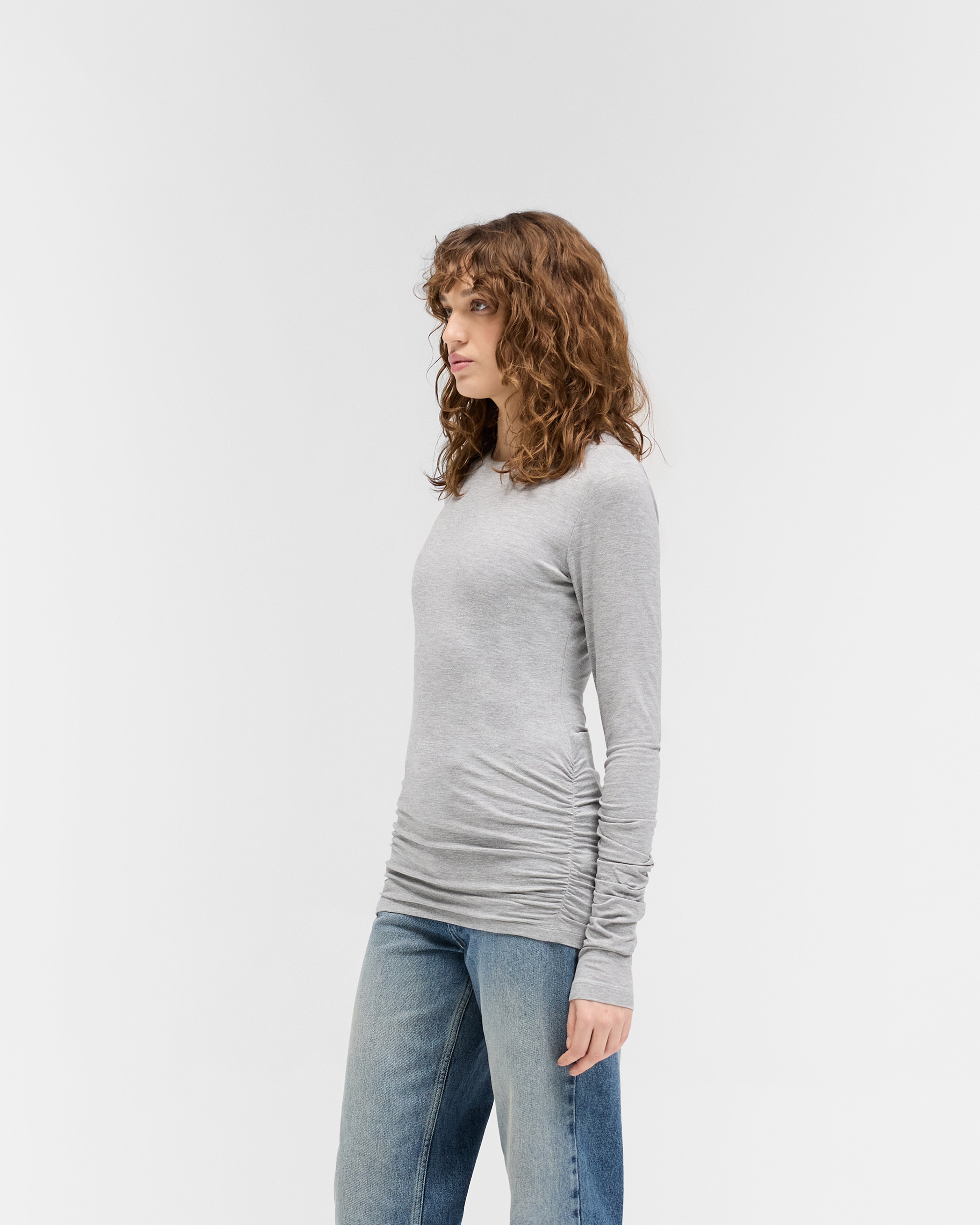 Coil Top Grey Marl Women's Casual T-Shirt - Soft Cotton Comfort Fit for Everyday Wear, Gym, and Outings