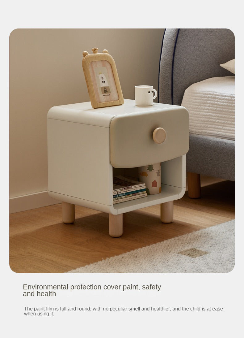 Solid Wood Kids Nightstand - Birch & Poplar Modern Bedside Table for Children's Room - Perfect for Bedrooms, Nurseries & Playrooms