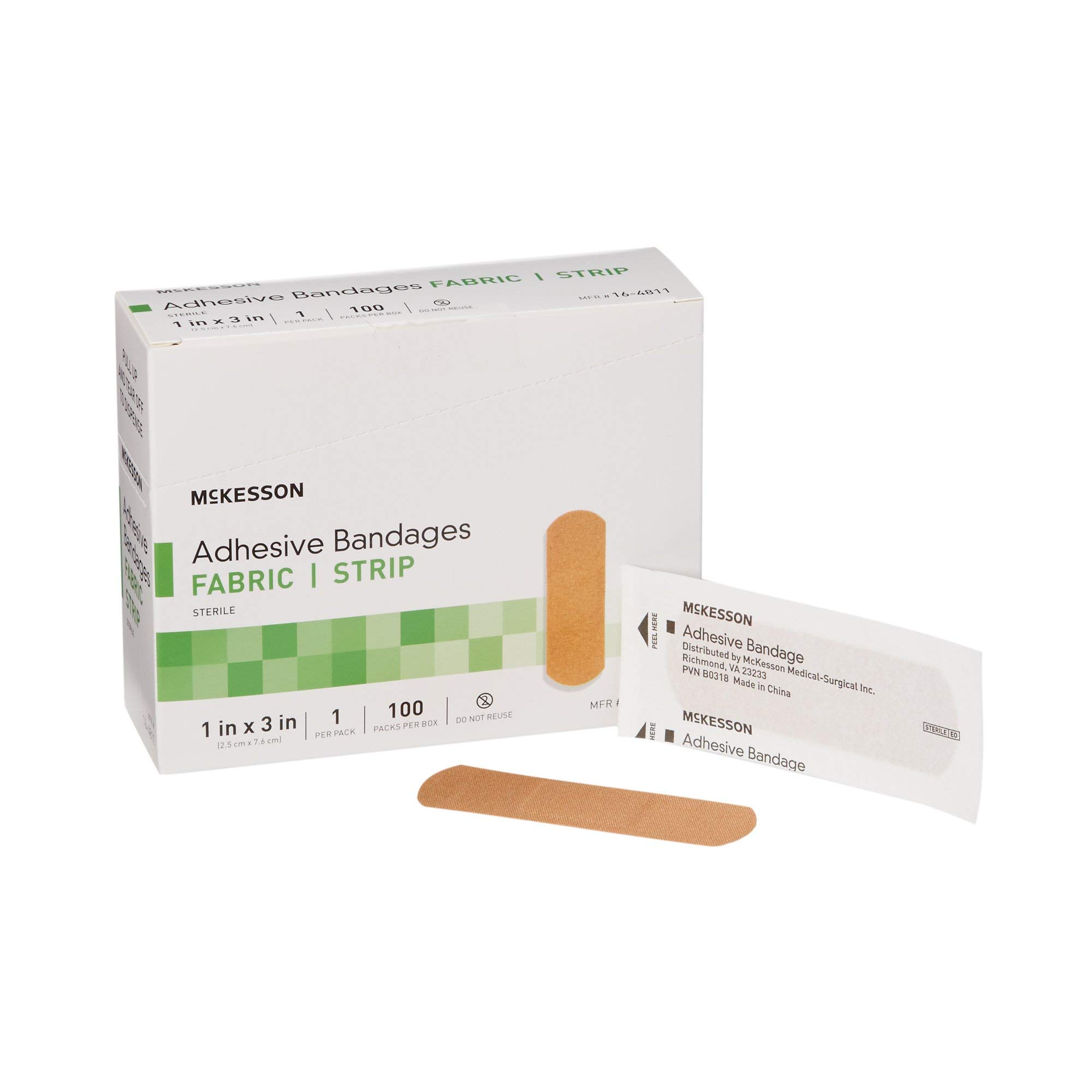 McKesson Performance Adhesive Fabric Bandage Strips, 100 Count (Pack of 3) - First Aid for Cuts, Scrapes & Wounds - Ideal for Home, Office & Travel First Aid Kits
