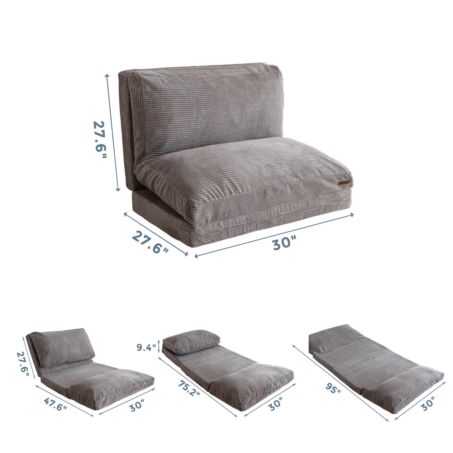 MAXYOYO Foldable Corduroy Bean Bag Sofa Bed with Washable Cover - Perfect for Living Room Lounging, Dorm Room Comfort & Kids Play Area
