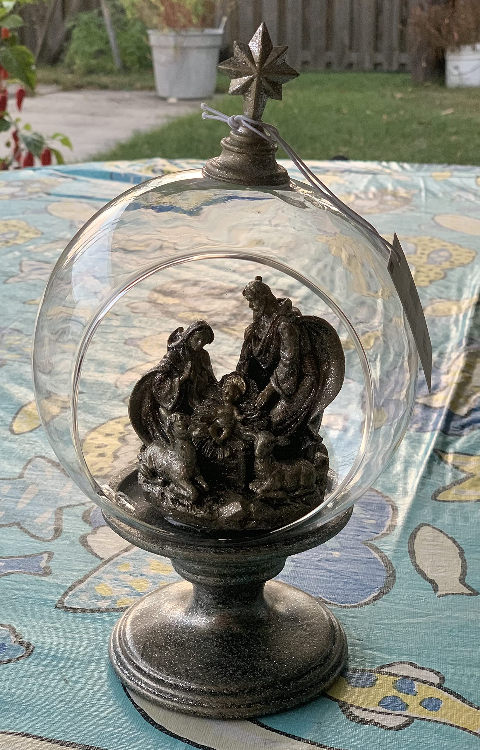 Handcrafted Christmas Nativity Scene Set Under Glass Cloche - Perfect for Holiday Table Centerpiece, Mantel Decor, and Festive Home Decoration
