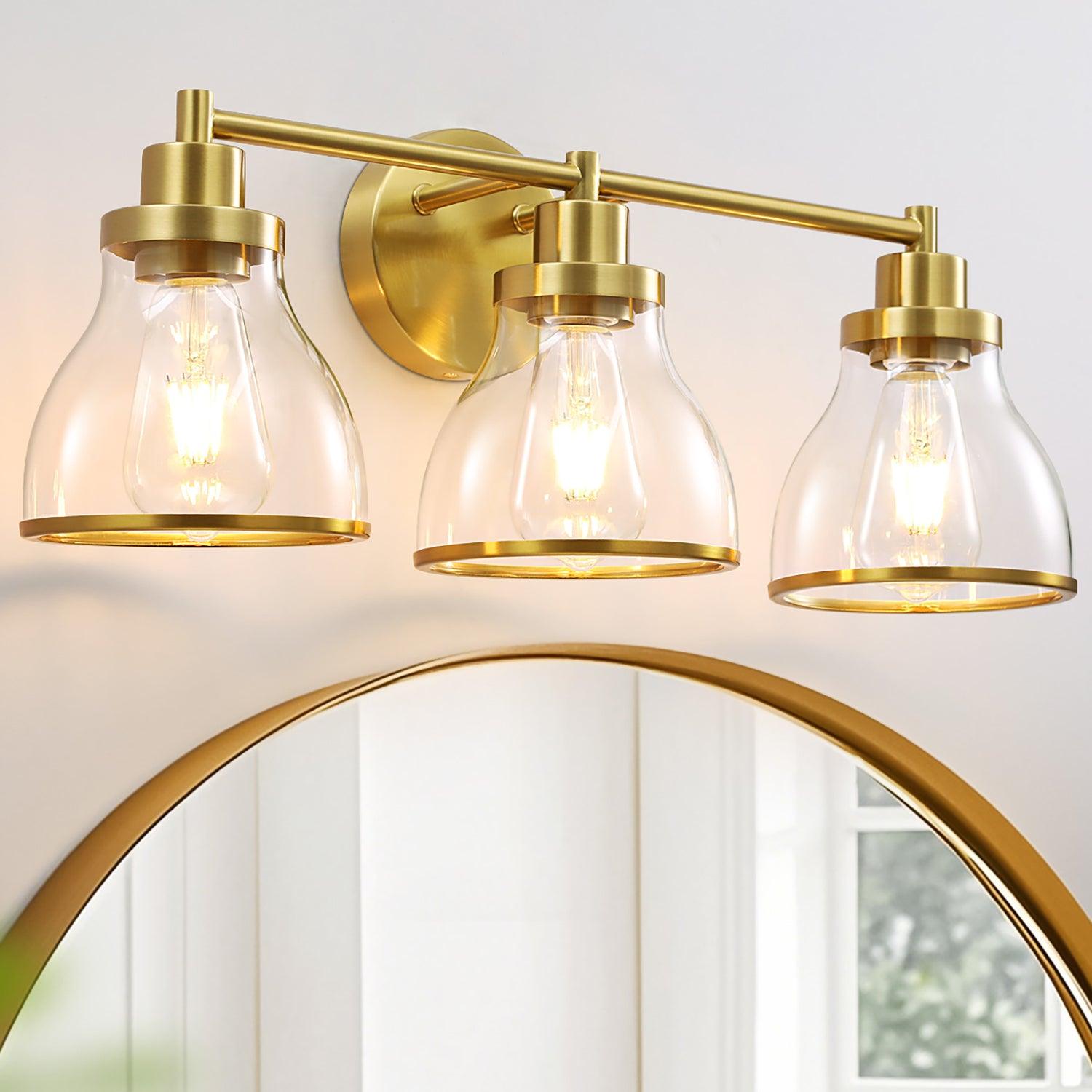 Hermosa Modern 3-Light Bathroom Vanity Light Fixture - Brushed Nickel Finish, Dimmable LED Lighting for Bathroom, Powder Room & Dressing Area