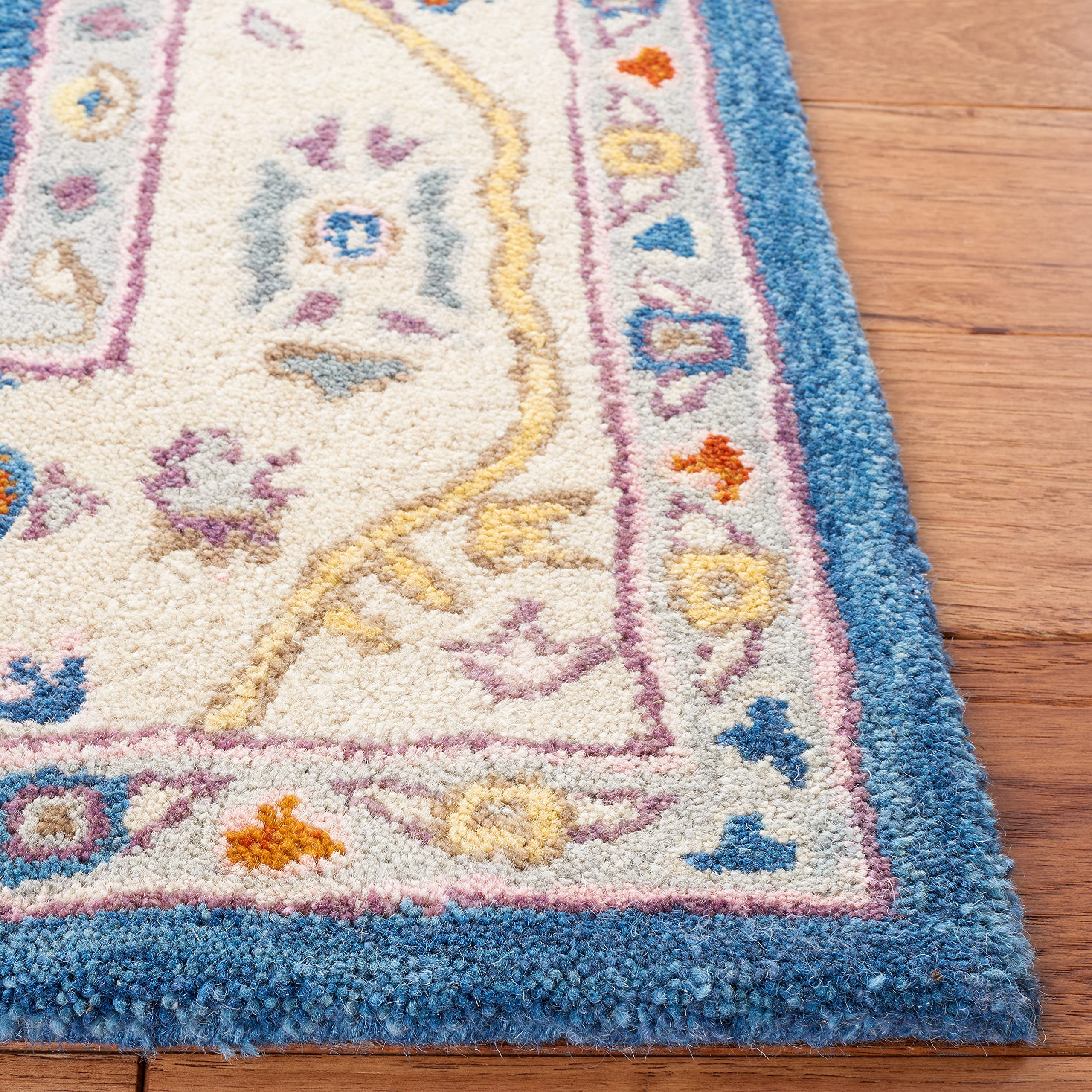 SAFAVIEH Anatolia Collection 6' x 6' Square Blue & Ivory Handmade Wool Area Rug - AN513M - Perfect for Living Room, Dining Room, Bedroom & Home Decor