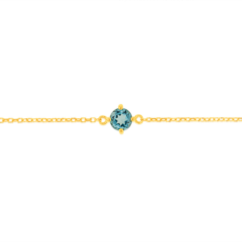 0.30 Carat Blue Topaz Adjustable Bracelet 17cm in 9ct Yellow Gold - Elegant Jewelry Gift for Women, Perfect for Weddings, Anniversaries & Special Occasions